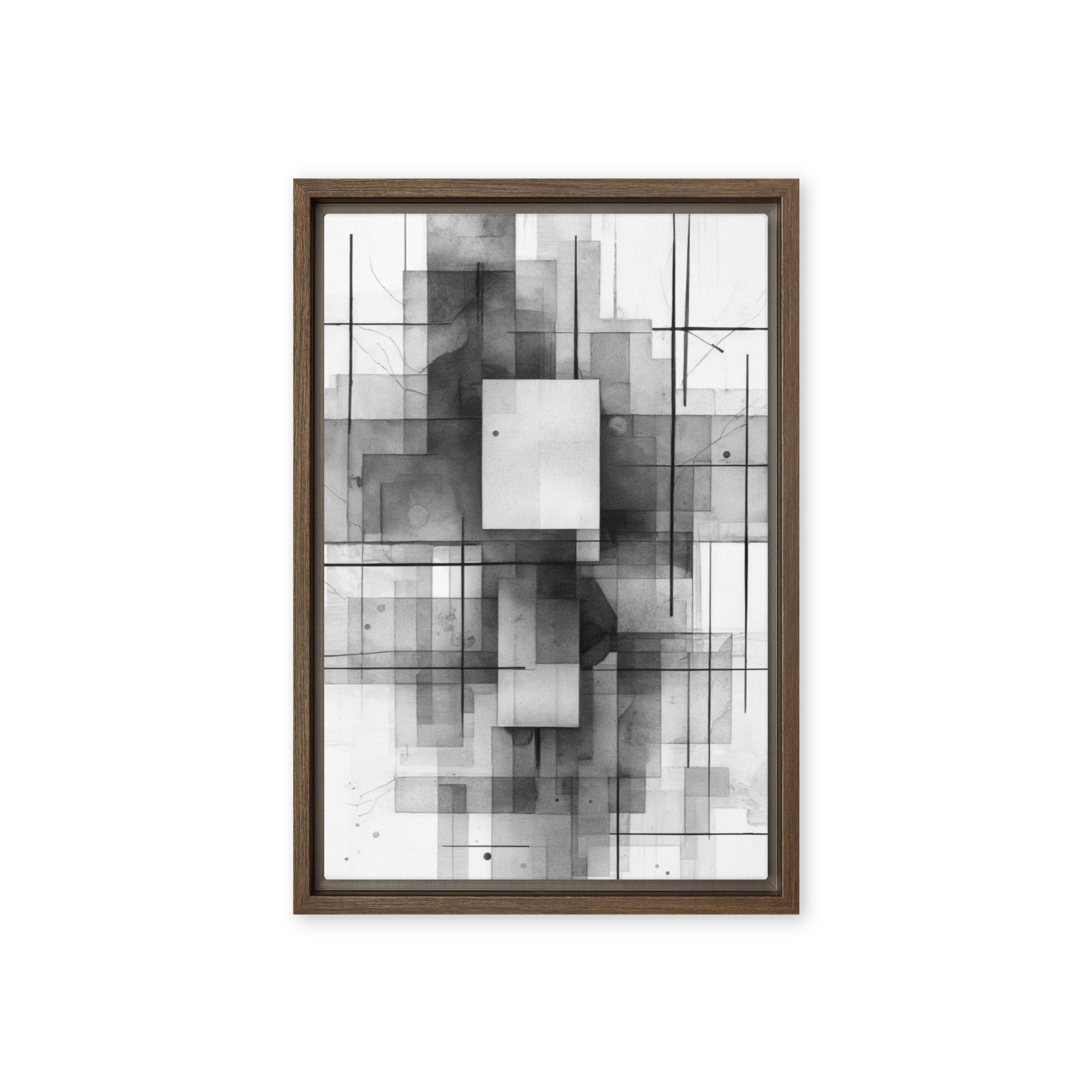 Late framed canvas print product view in brown frame, 8 x 10 inch universal size