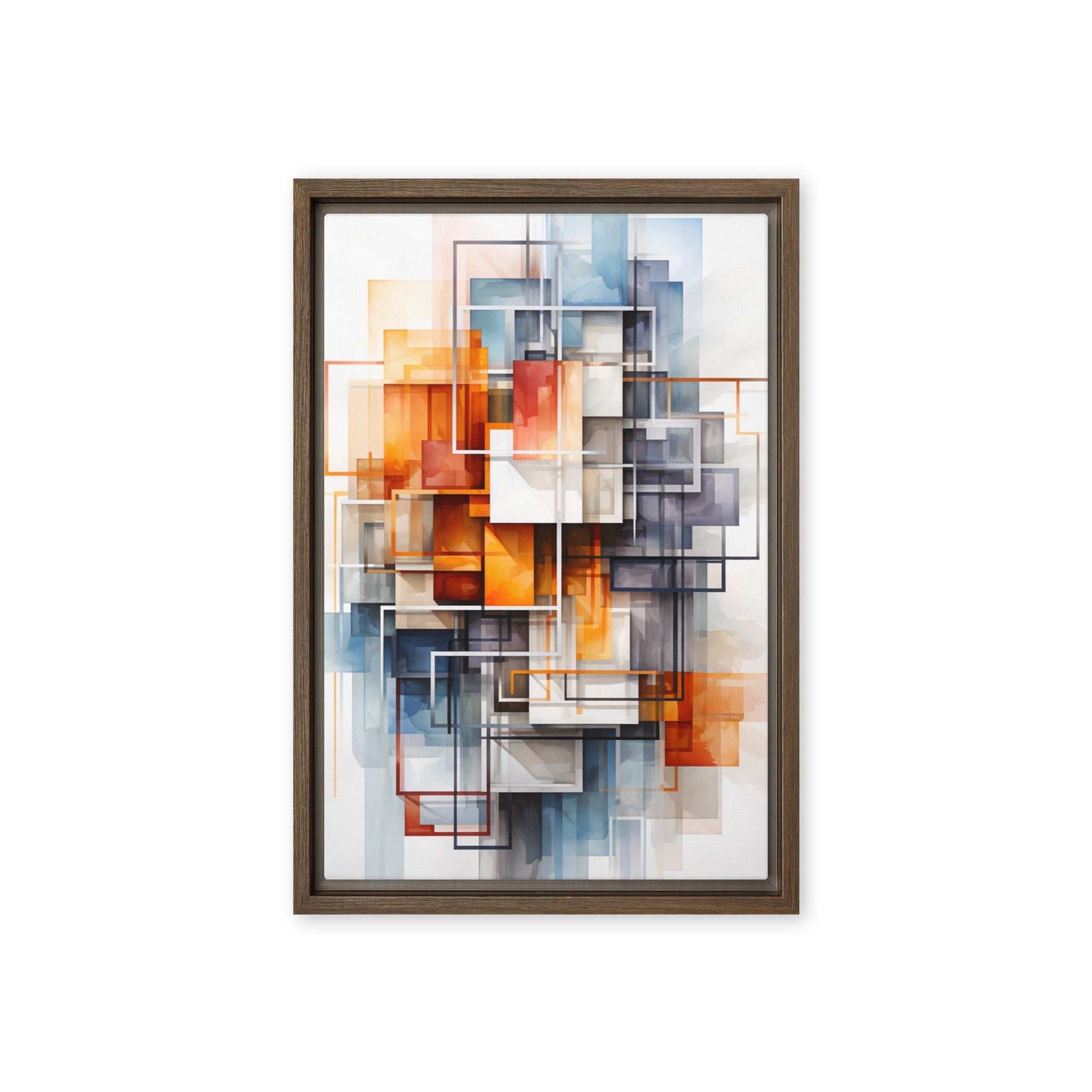 Facet framed canvas print product view in brown frame, 8 x 10 inch universal size