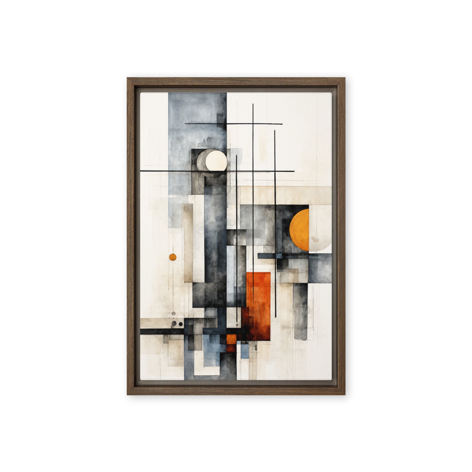Girder framed canvas print product view in brown frame, 8 x 10 inch universal size