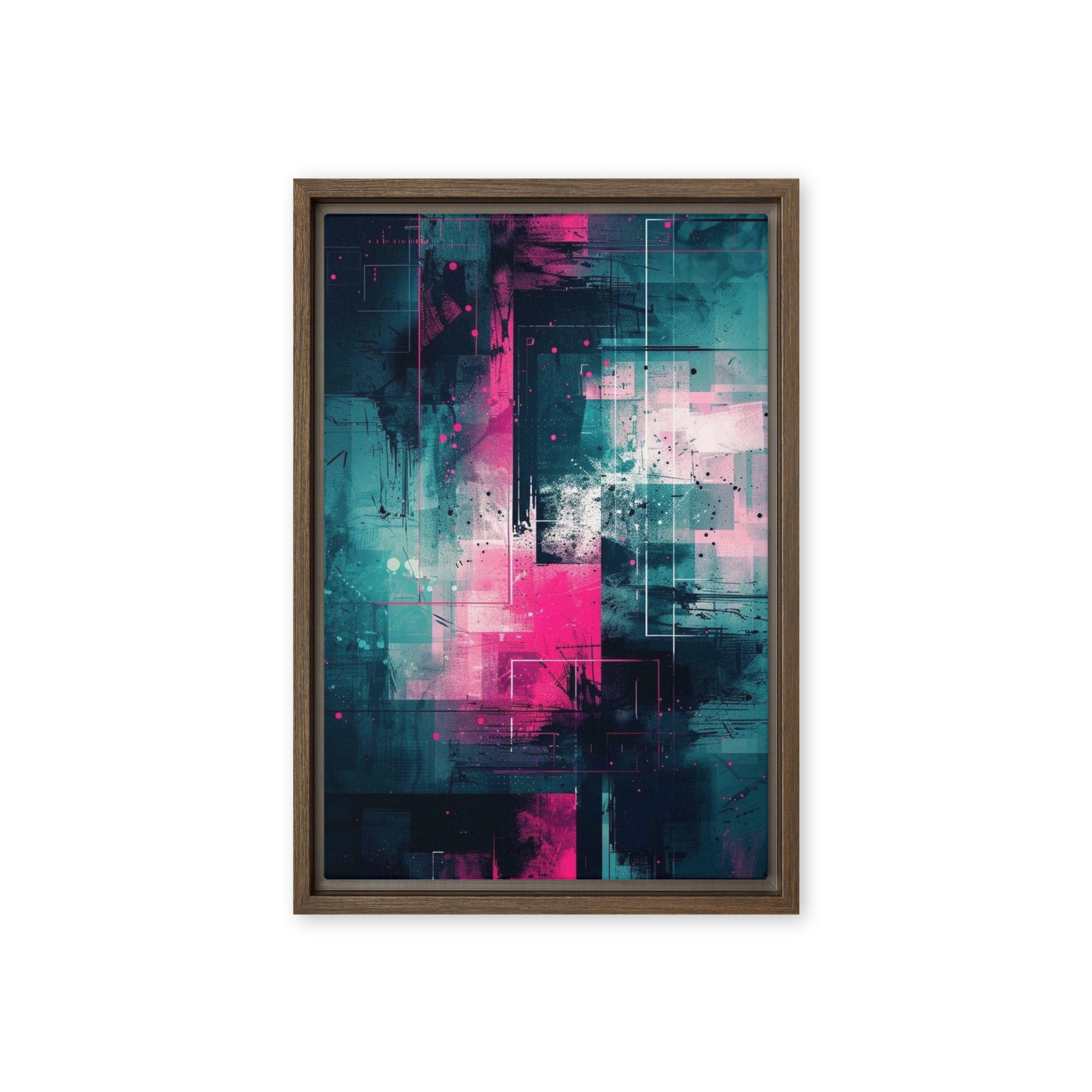 Neona framed canvas print wall display image in brown frame, 11 x 14 inch universal size