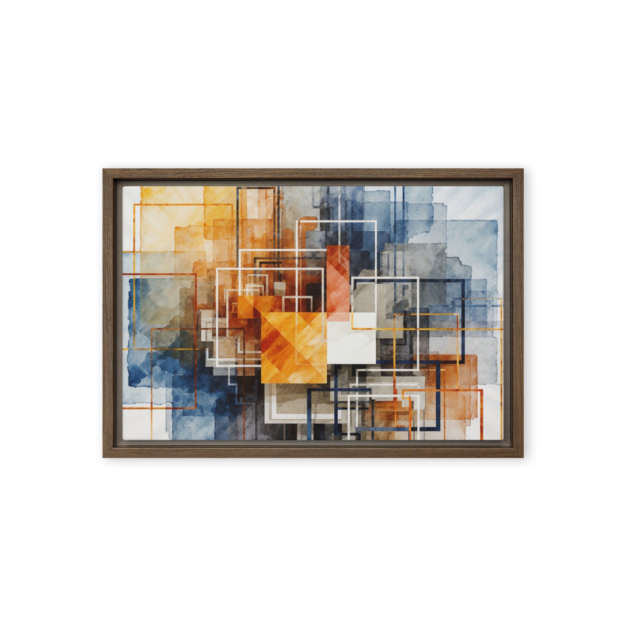 Reticle framed canvas print image for product listing in brown frame, 12 x 12 inch universal size