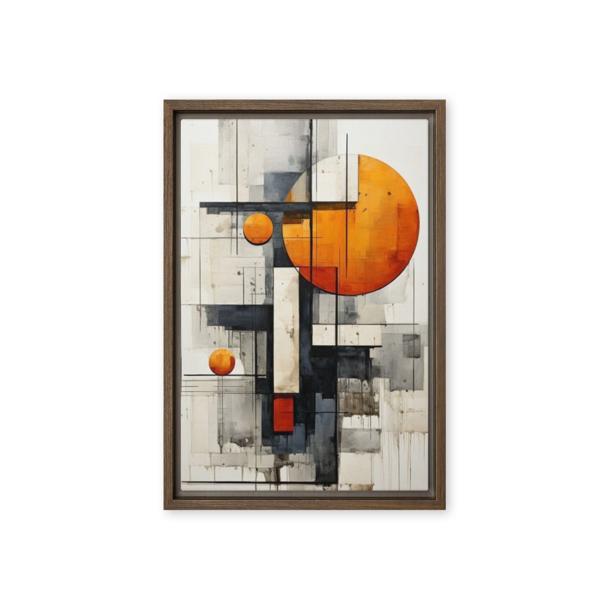 Grille framed canvas print product view in brown frame, 8 x 10 inch universal size
