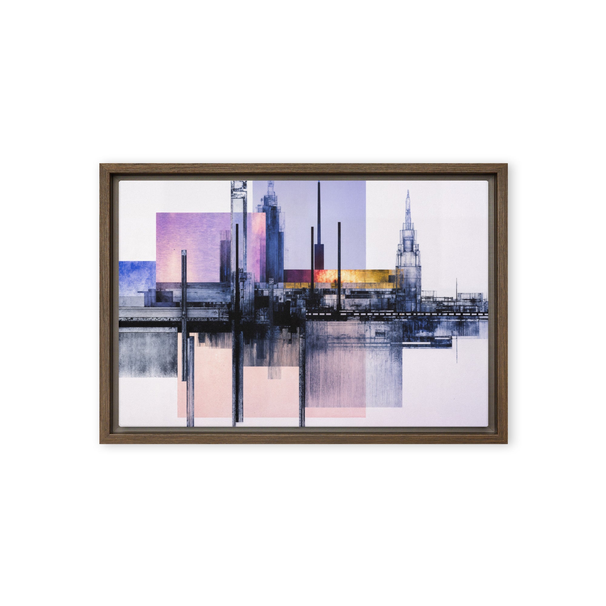 Escapes framed canvas print image for product listing in brown frame, 12 x 12 inch universal size