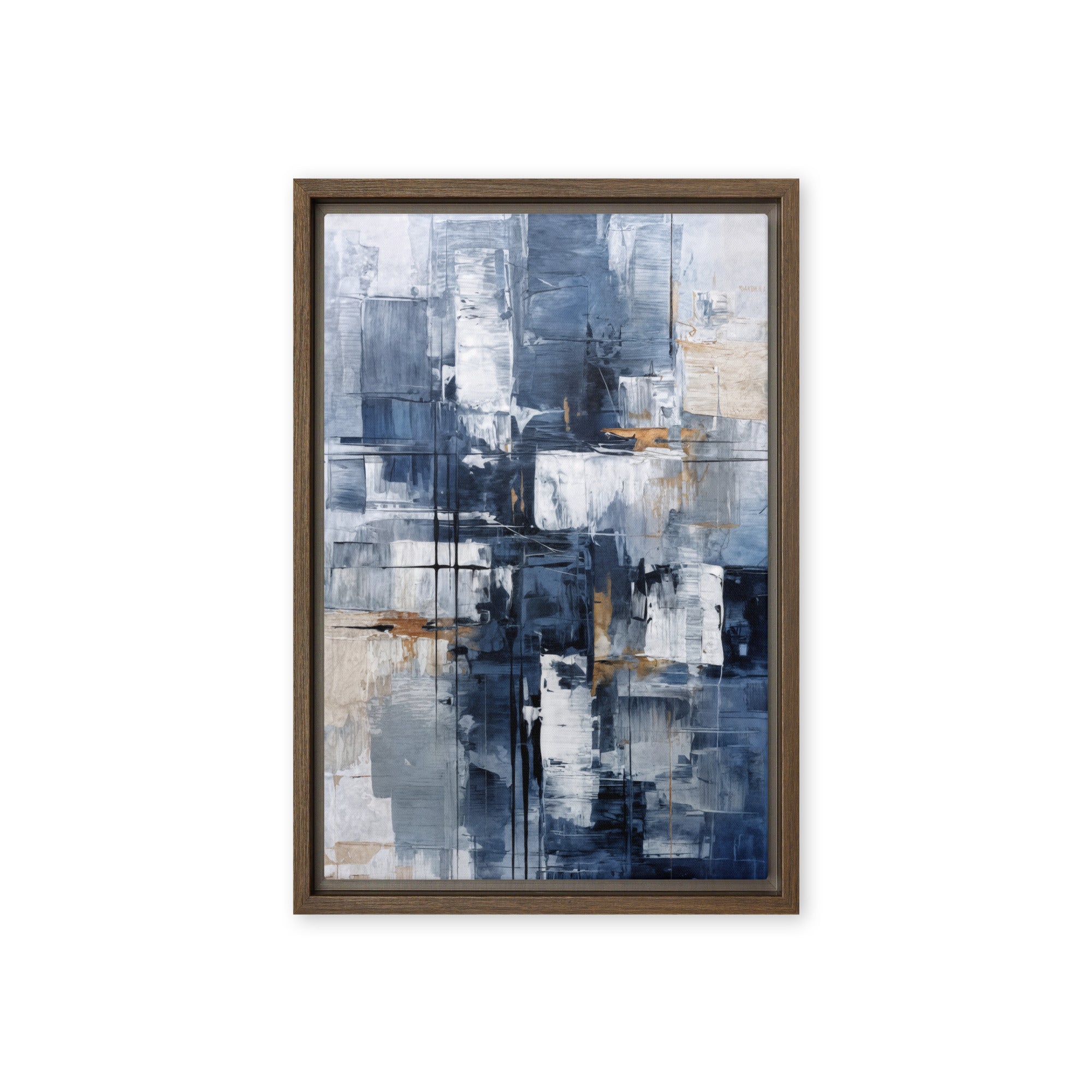 Push framed canvas print with product details shown in brown frame, 12 x 16 inch universal size
