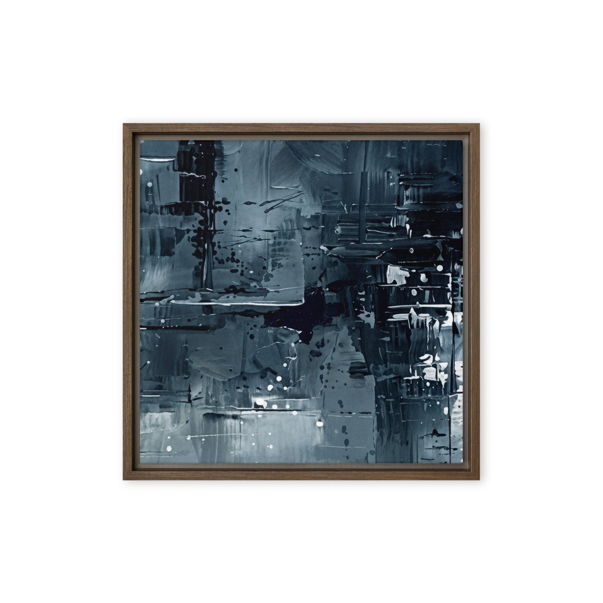 Amidst framed canvas print product image in brown frame, 16 x 16 inch universal size