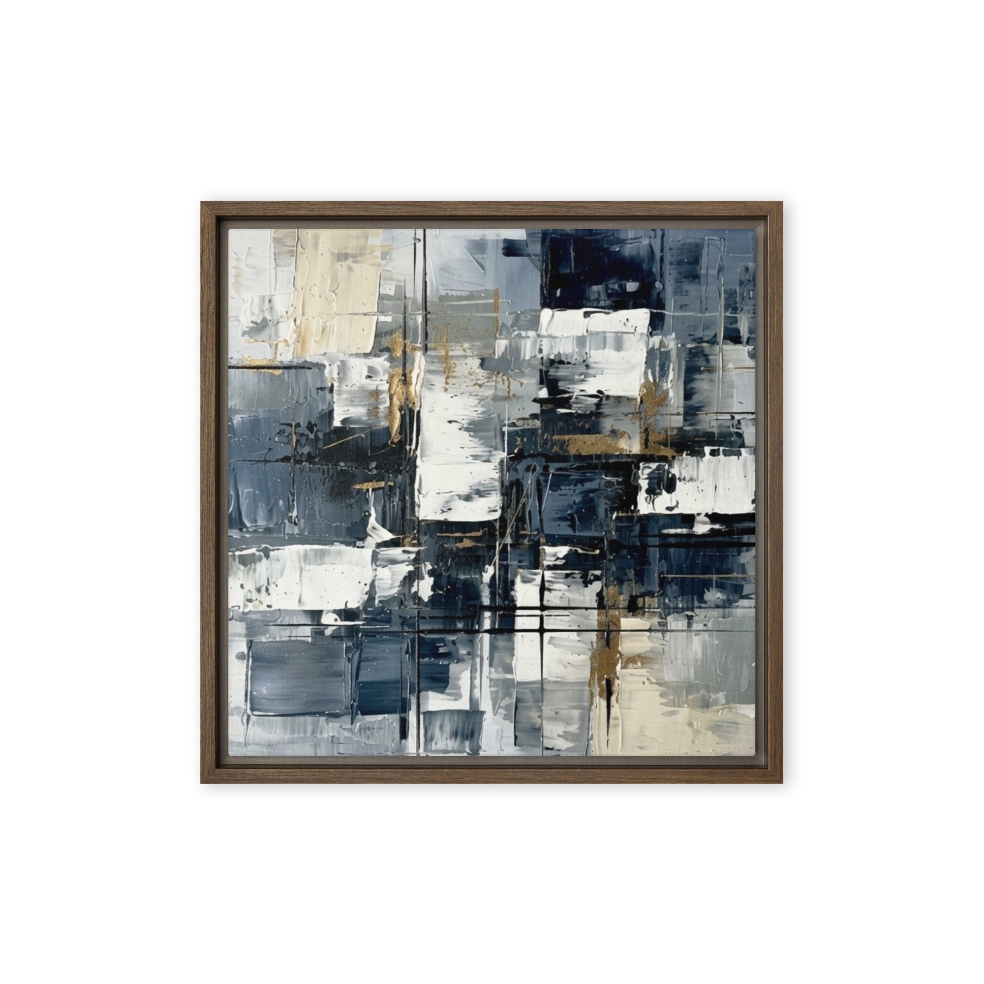 Calamity framed canvas urban with product details shown in black frame, 24 x 32 inch large size