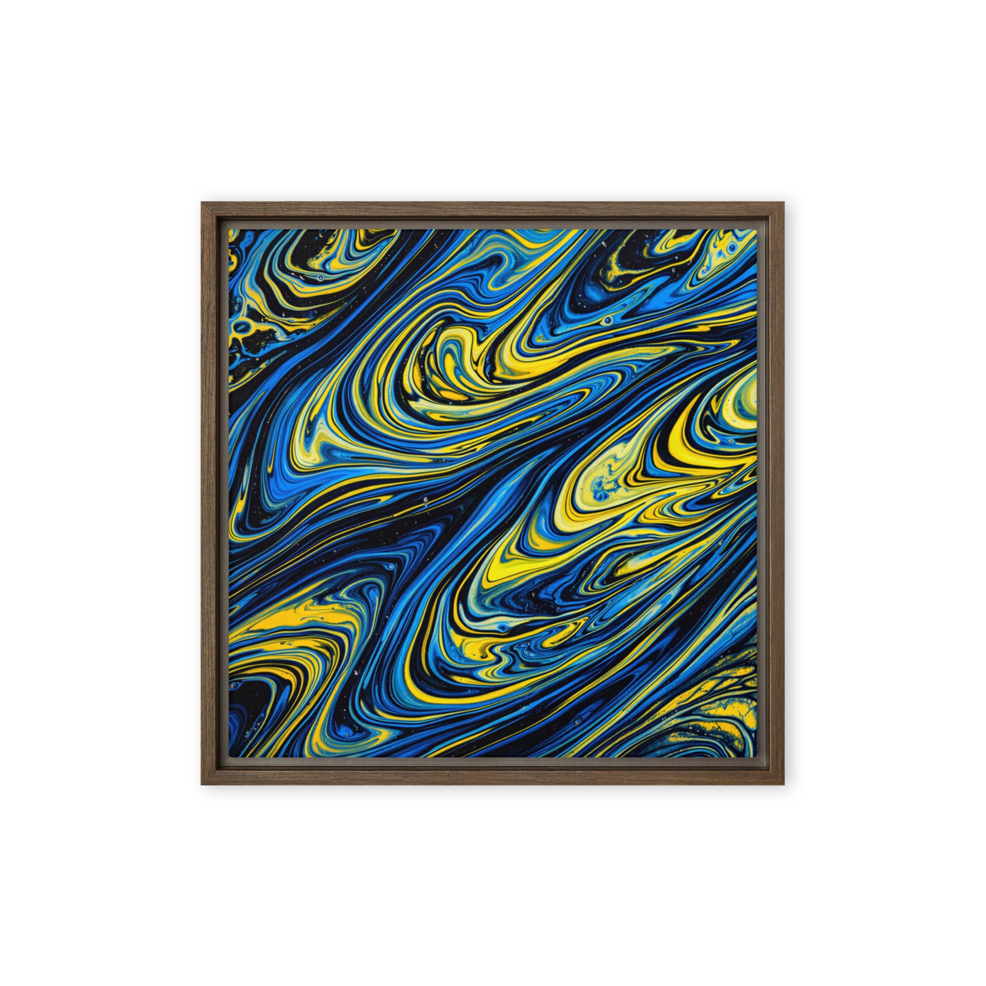 Coral framed canvas print product image in brown frame, 16 x 16 inch universal size