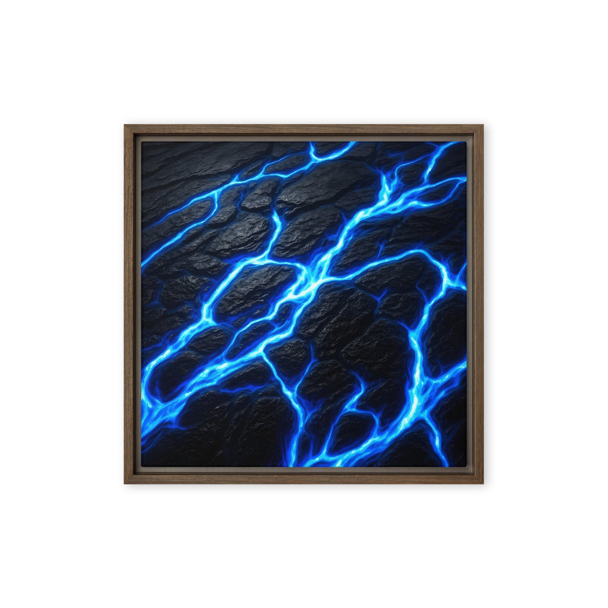 Fissure framed canvas print shown in front view in brown frame, 16 x 20 inch universal size