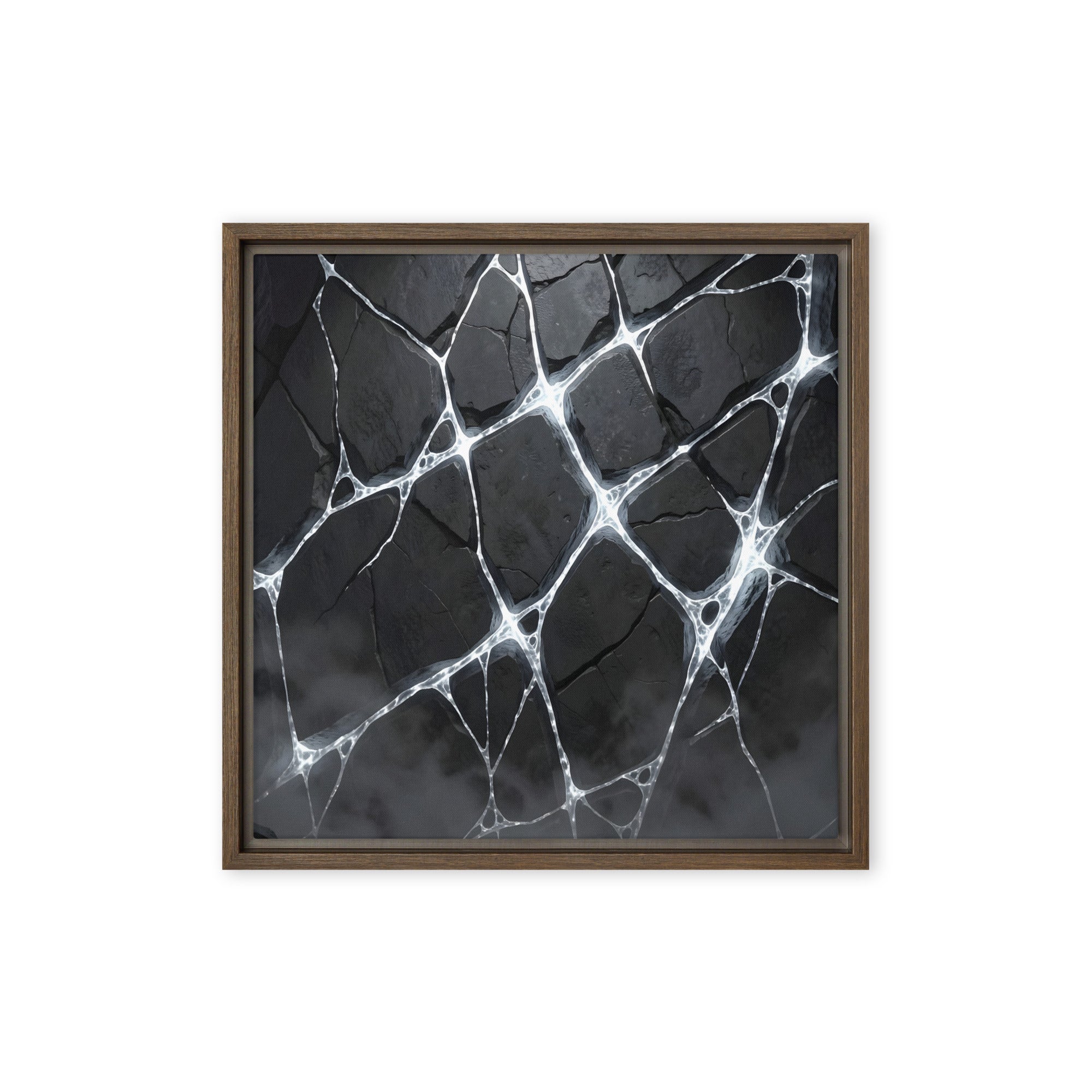 Pumice framed canvas print shown in front view in brown frame, 16 x 20 inch universal size