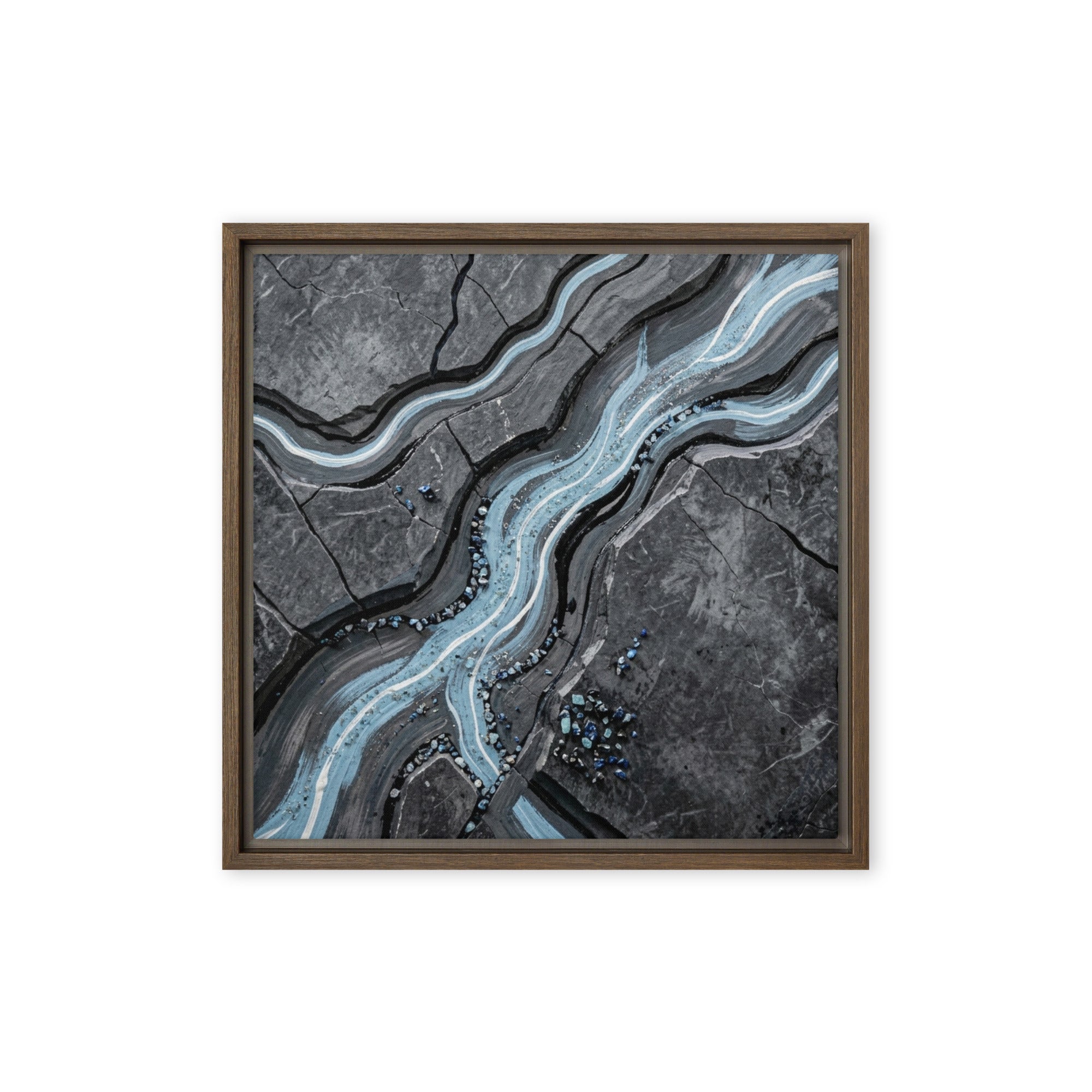 Viscosity wall art product image as a framed canvas print in brown frame, 18 x 24 inch large size