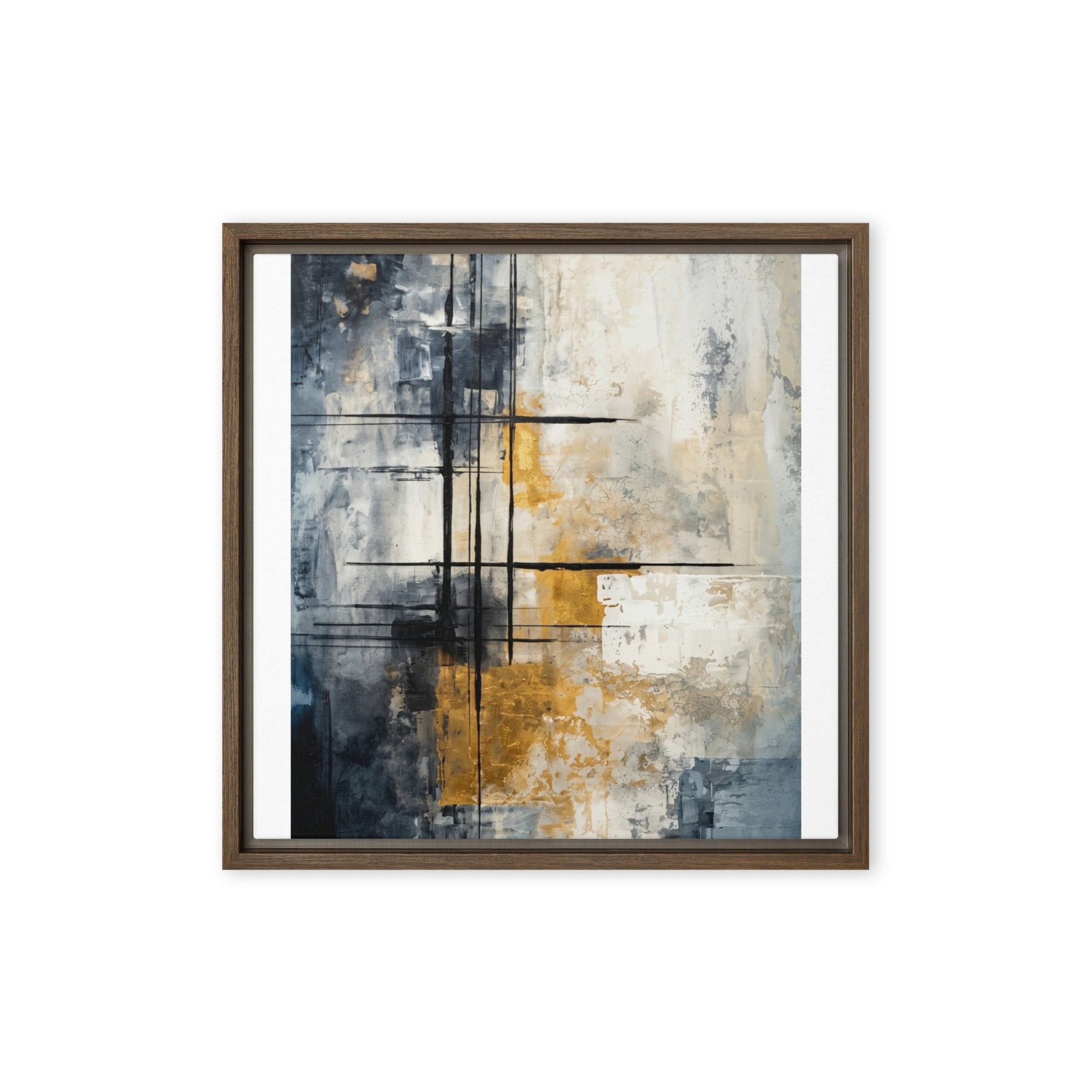 Elitist framed canvas print shown in front view in brown frame, 16 x 20 inch universal size