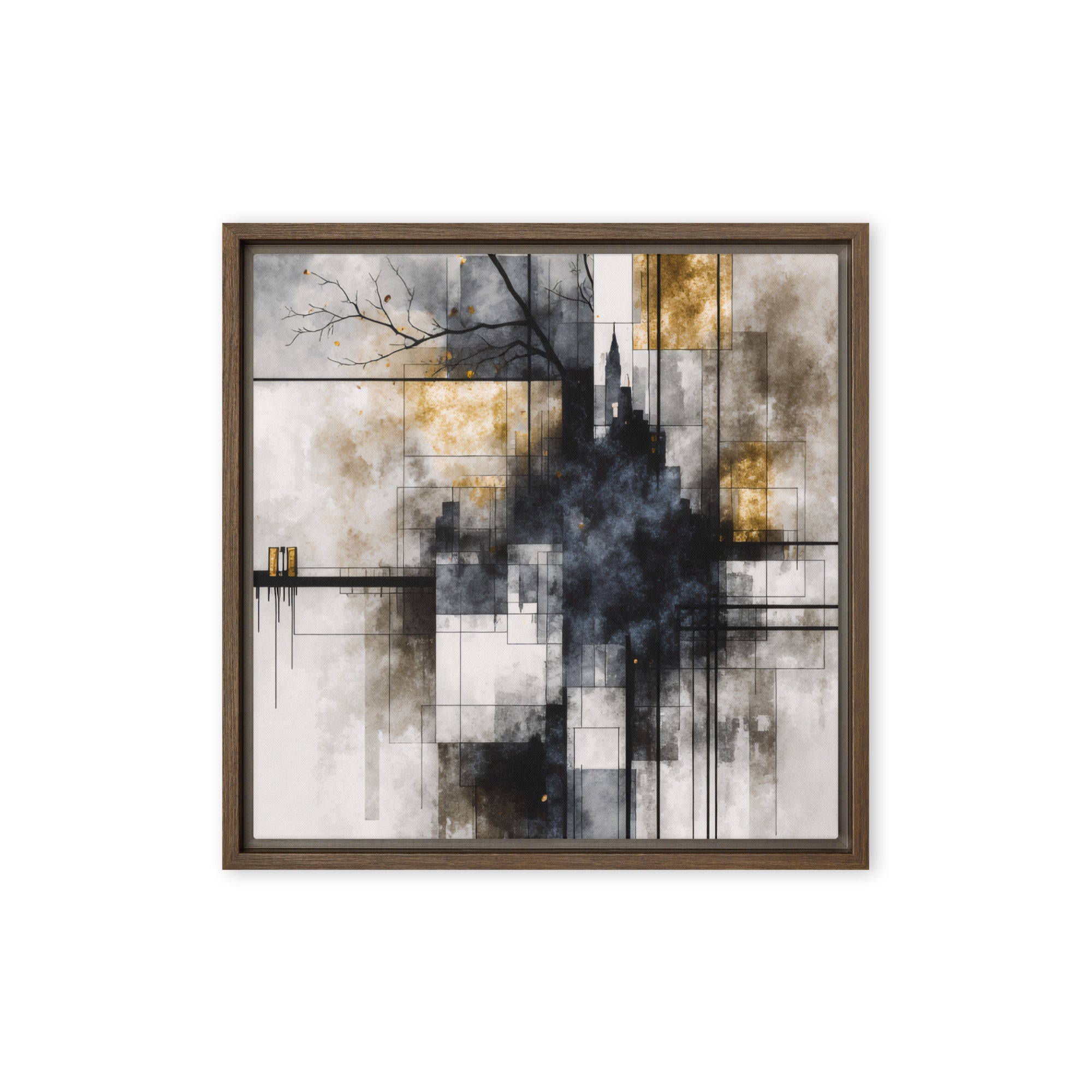 Alchemy wall art product image as a framed canvas print in brown frame, 18 x 24 inch large size
