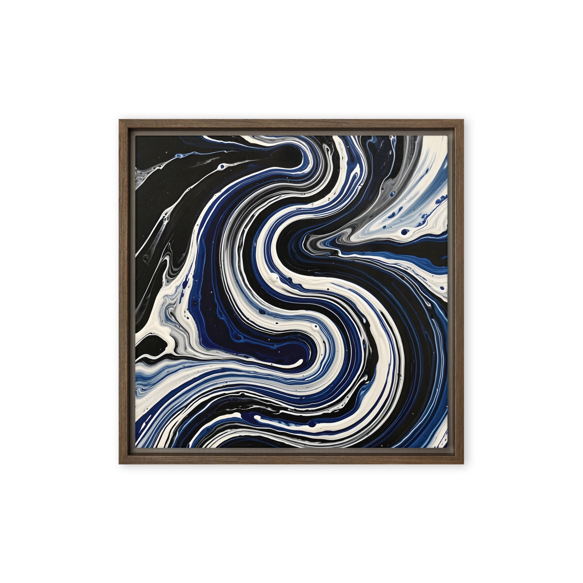 Midnight Surge framed canvas print shown in front view in brown frame, 16 x 20 inch universal size
