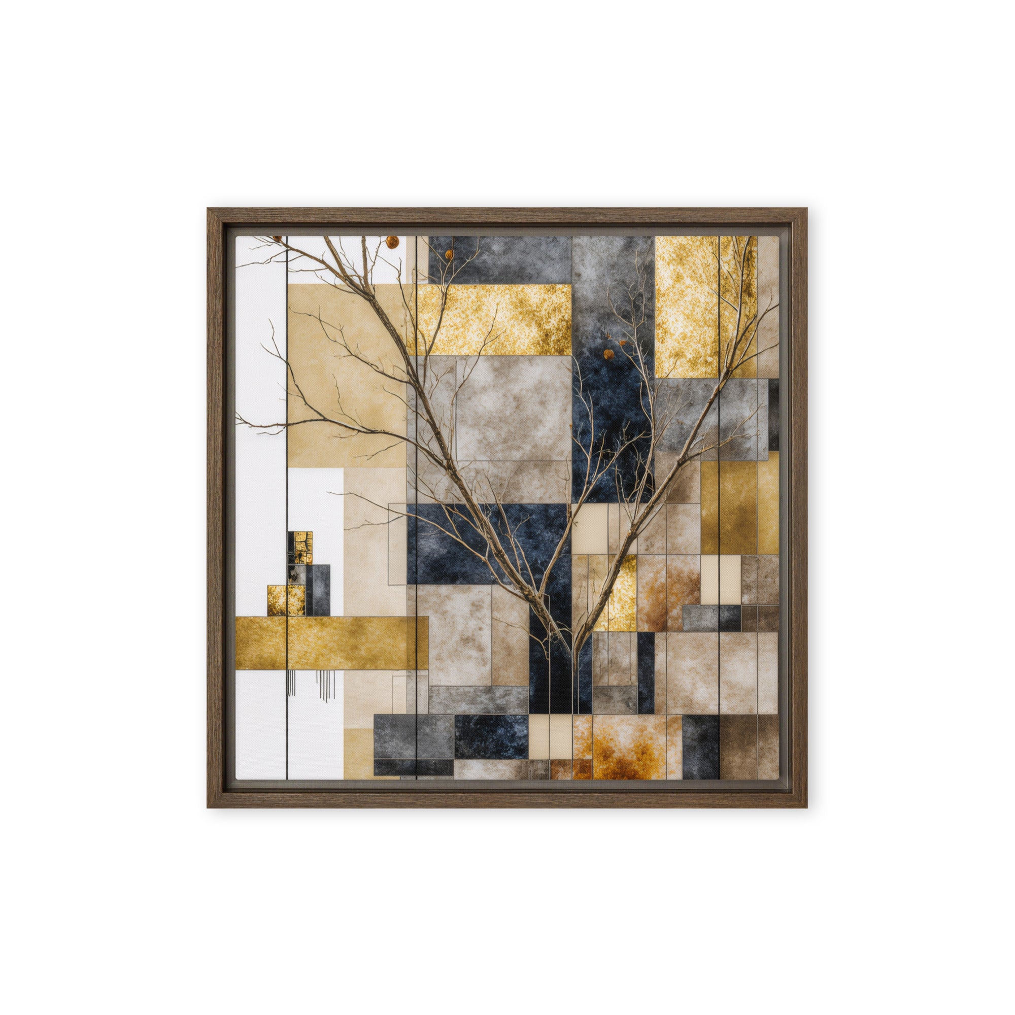 Solari framed canvas print shown in front view in brown frame, 16 x 20 inch universal size