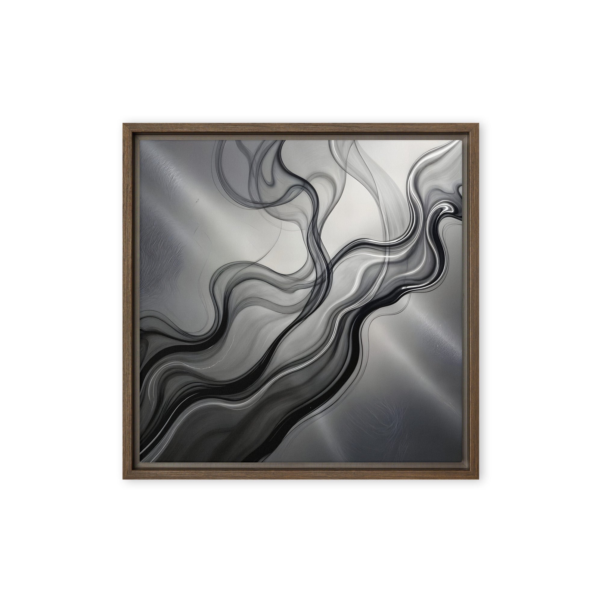 Smoke framed canvas print shown in front view in brown frame, 16 x 20 inch universal size