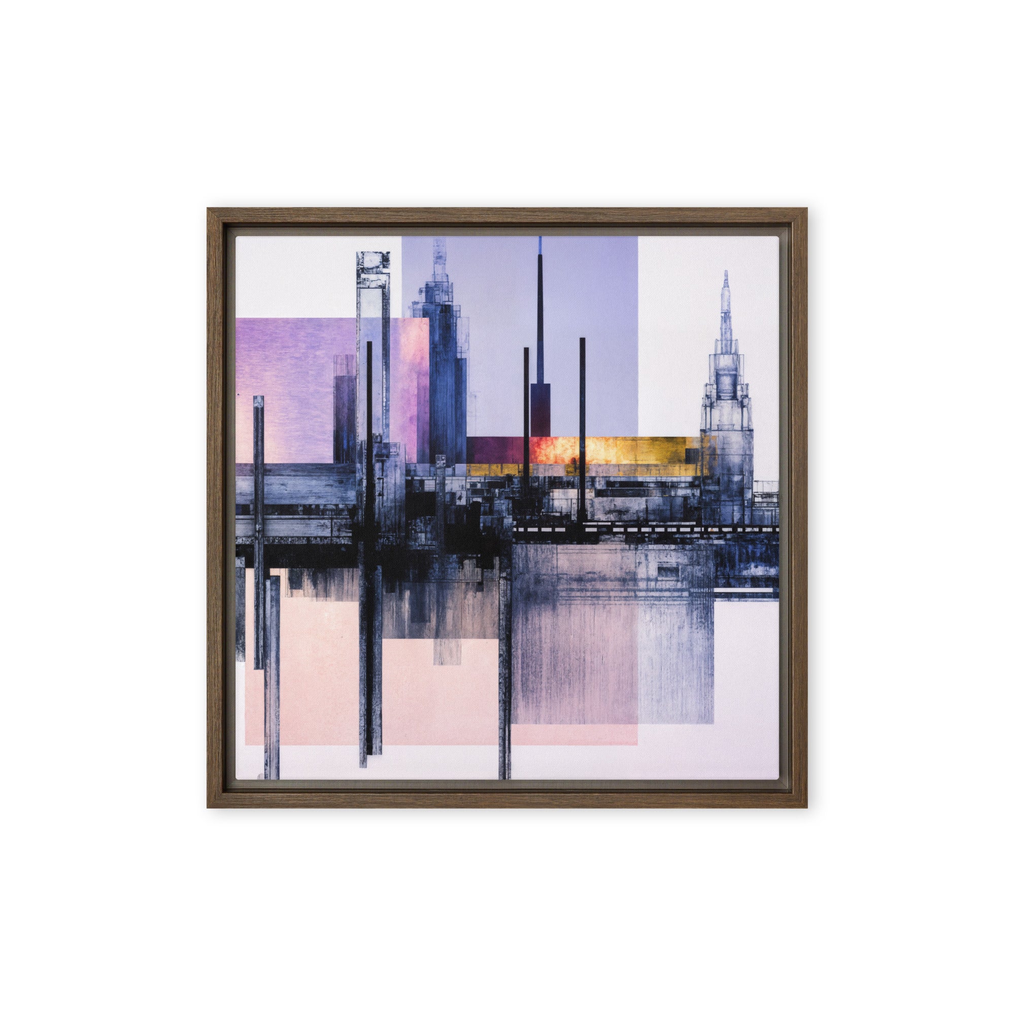 Escapes framed canvas print product image in brown frame, 16 x 16 inch universal size
