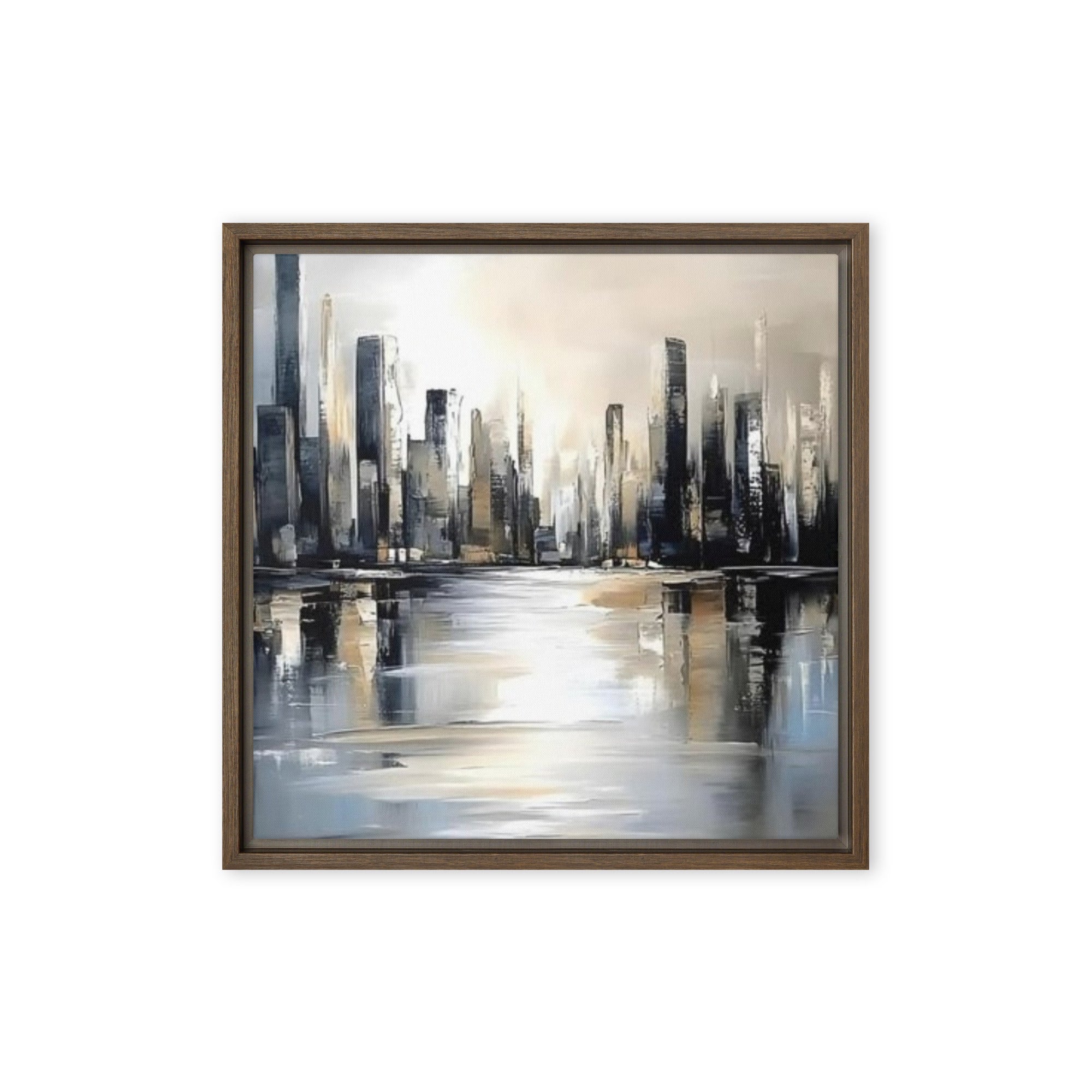 Sharps framed canvas print product image in brown frame, 16 x 16 inch universal size