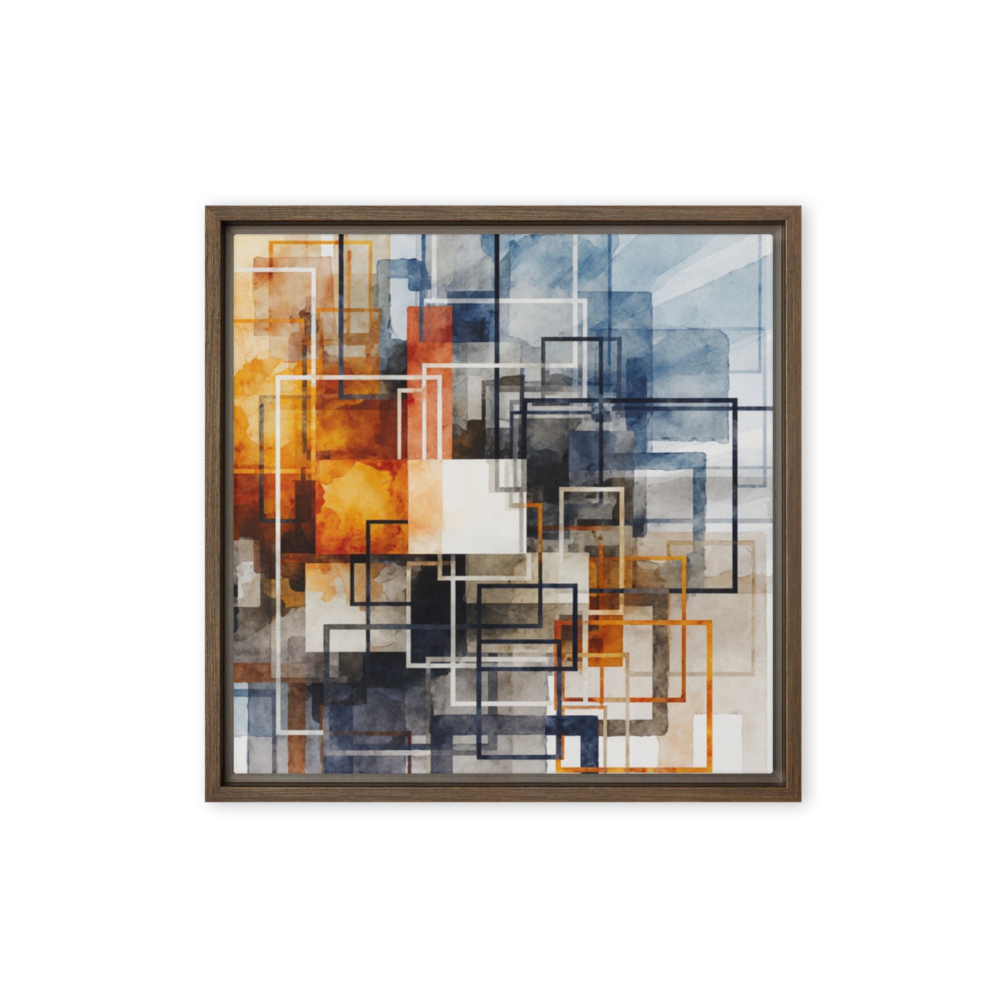 Tessera framed canvas print product image in brown frame, 16 x 16 inch universal size