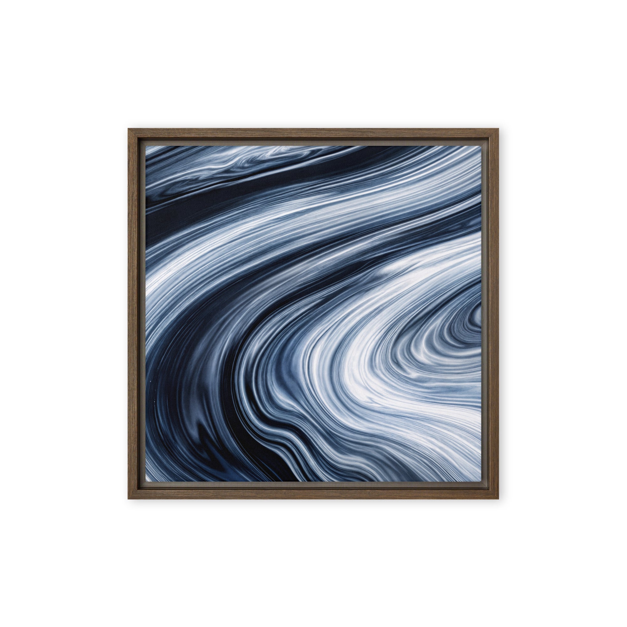 Vortex framed canvas print product image in brown frame, 16 x 16 inch universal size
