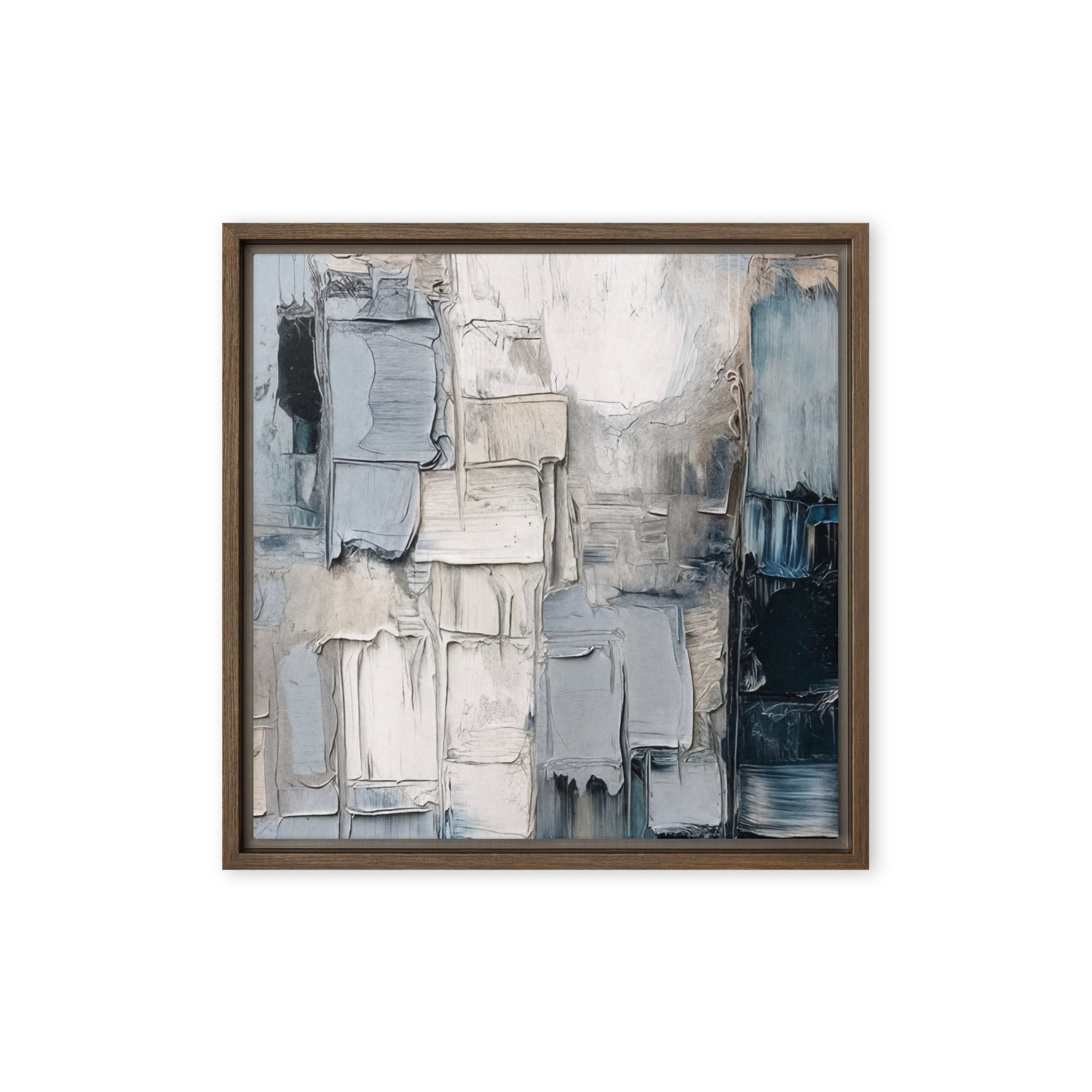 Haze framed canvas print shown in front view in brown frame, 16 x 20 inch universal size