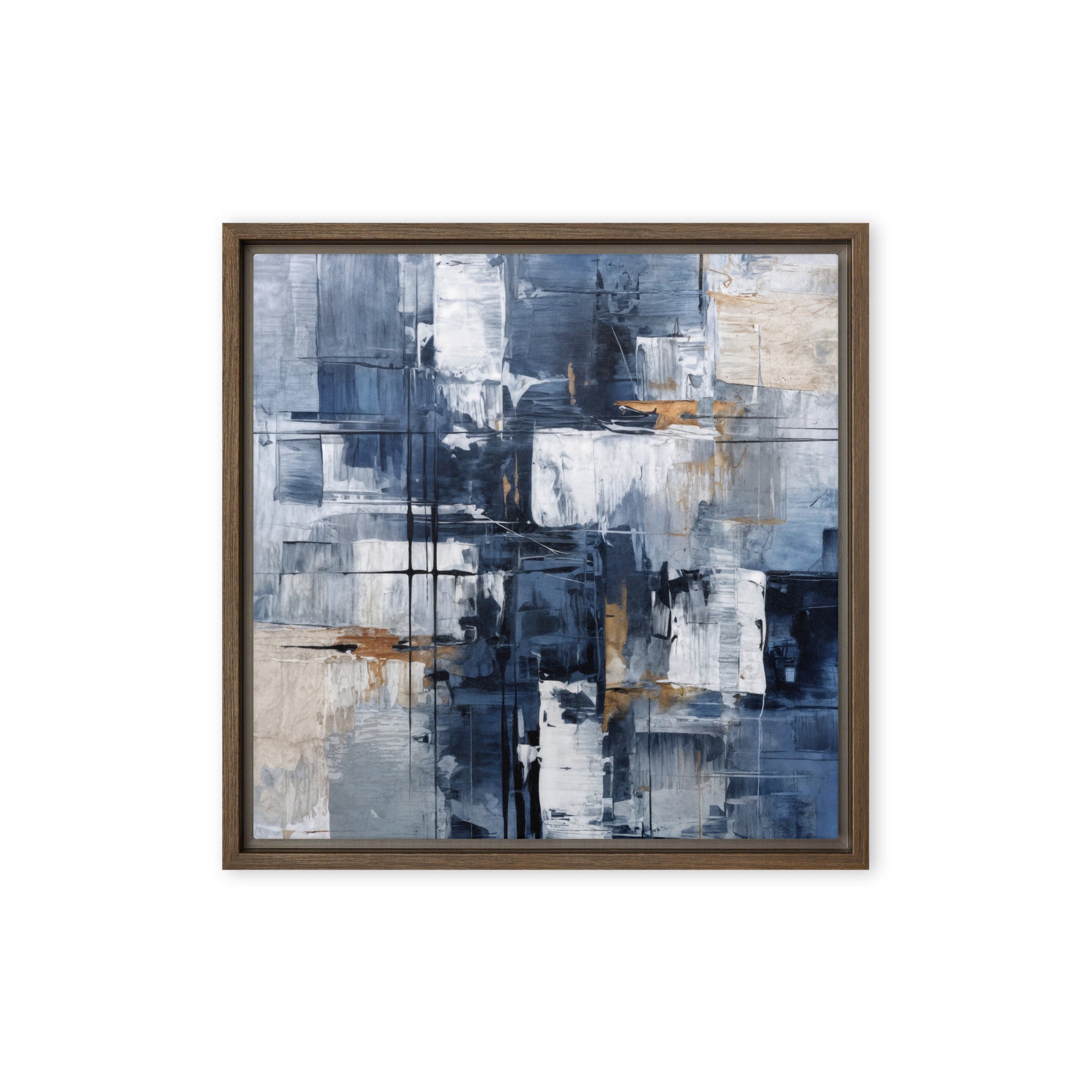 Push framed canvas print shown in front view in brown frame, 16 x 20 inch universal size