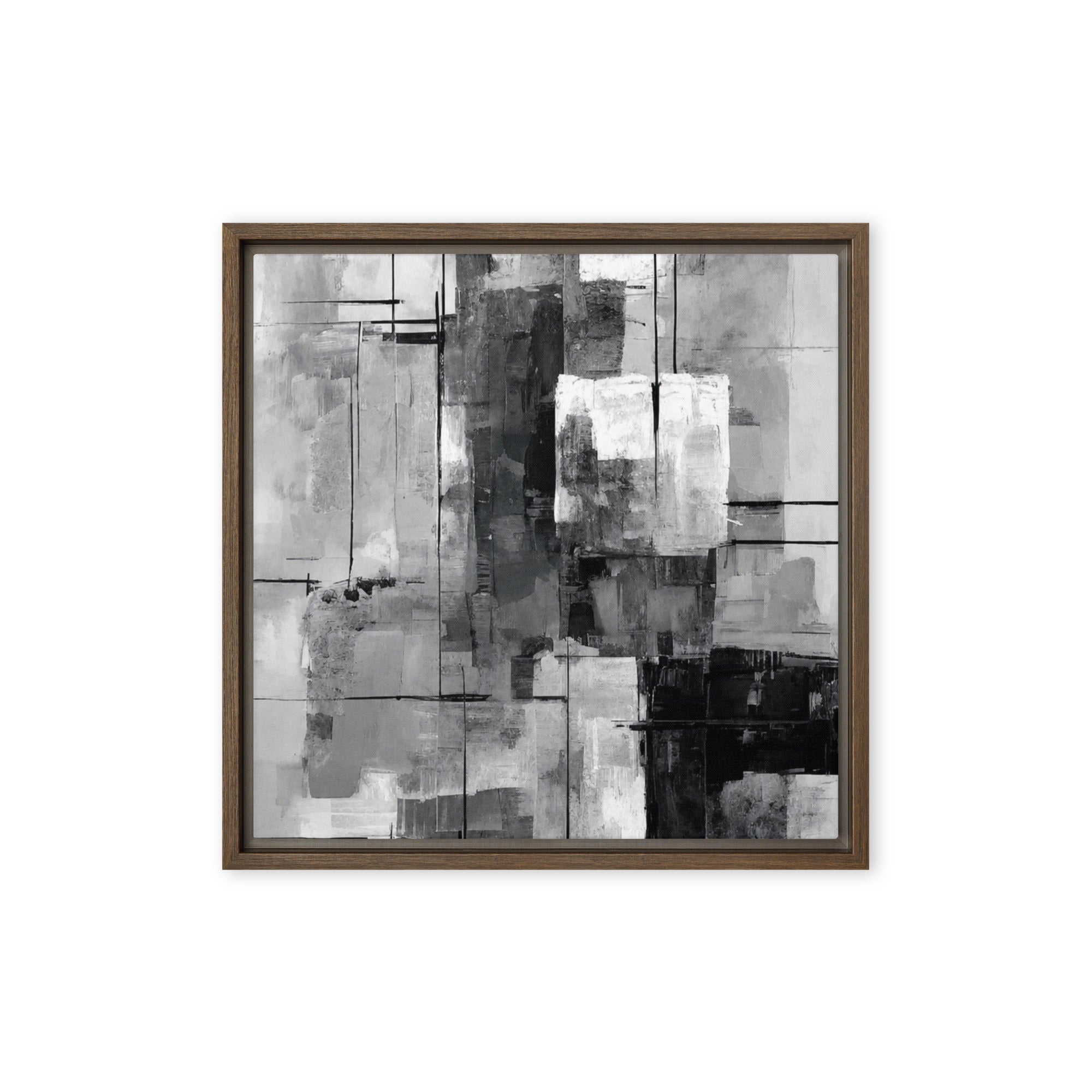 Align framed canvas print product image in brown frame, 16 x 16 inch universal size