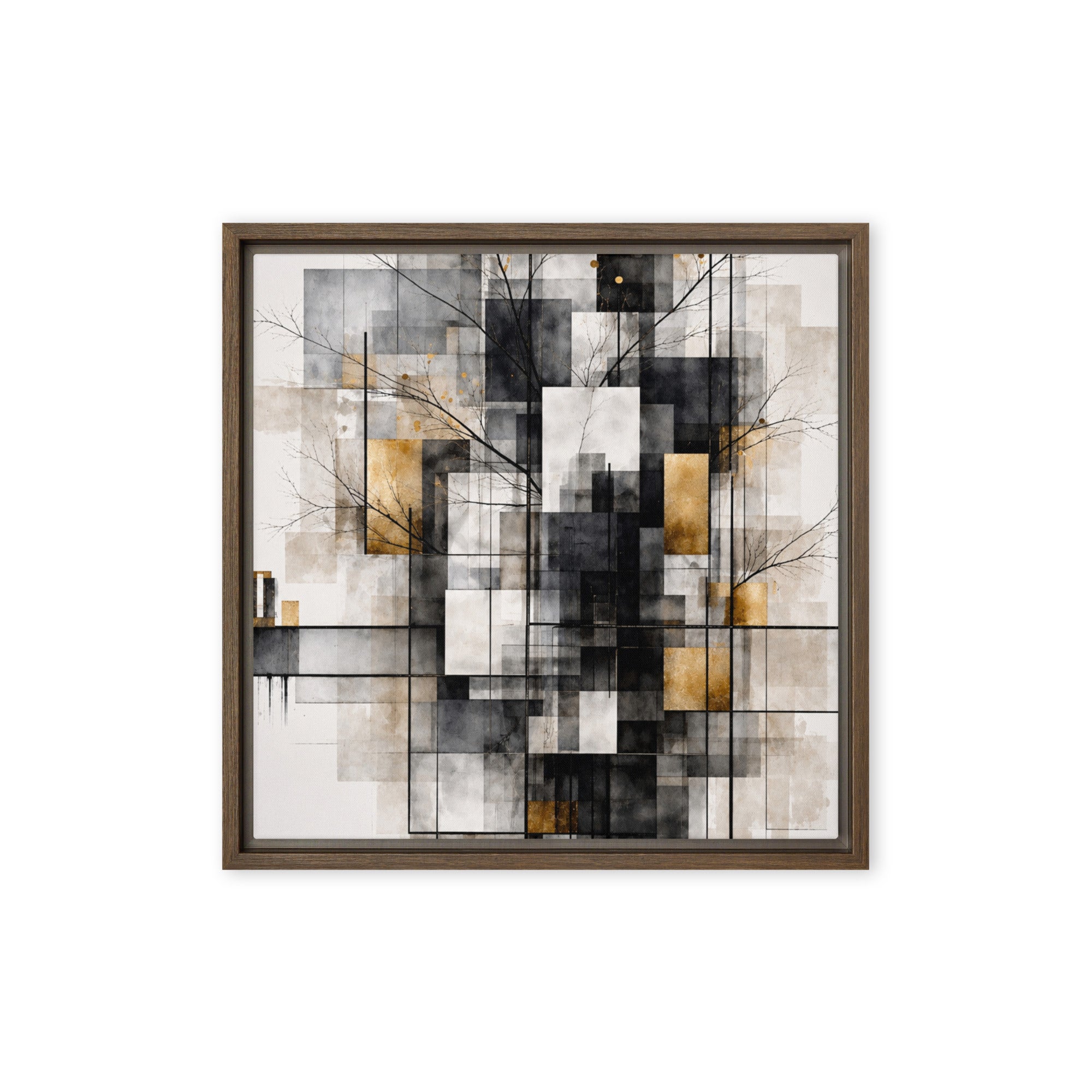 Avect framed canvas print product image in brown frame, 16 x 16 inch universal size