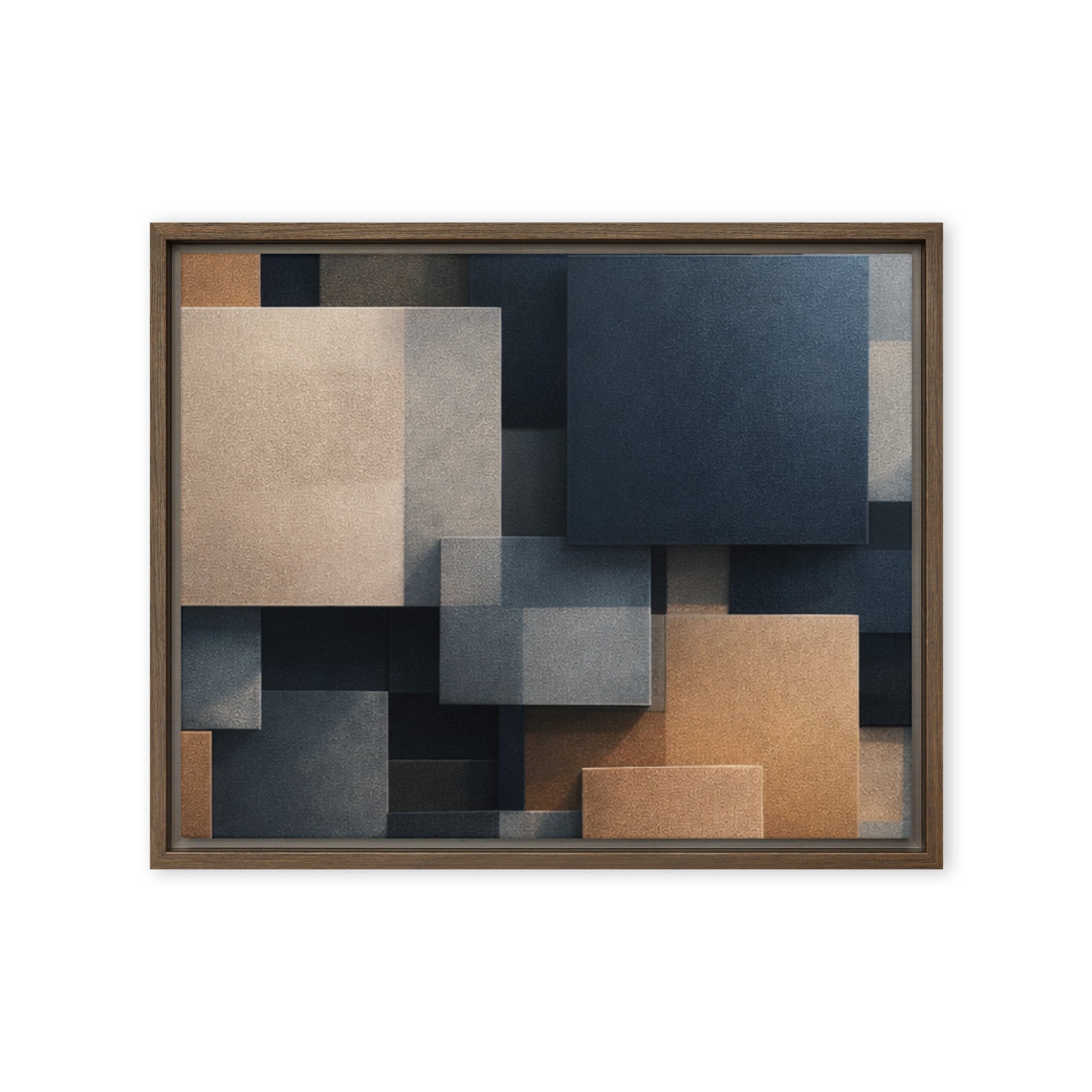 Monolith framed canvas print front-facing product image in brown frame, 20 x 28 inch large size