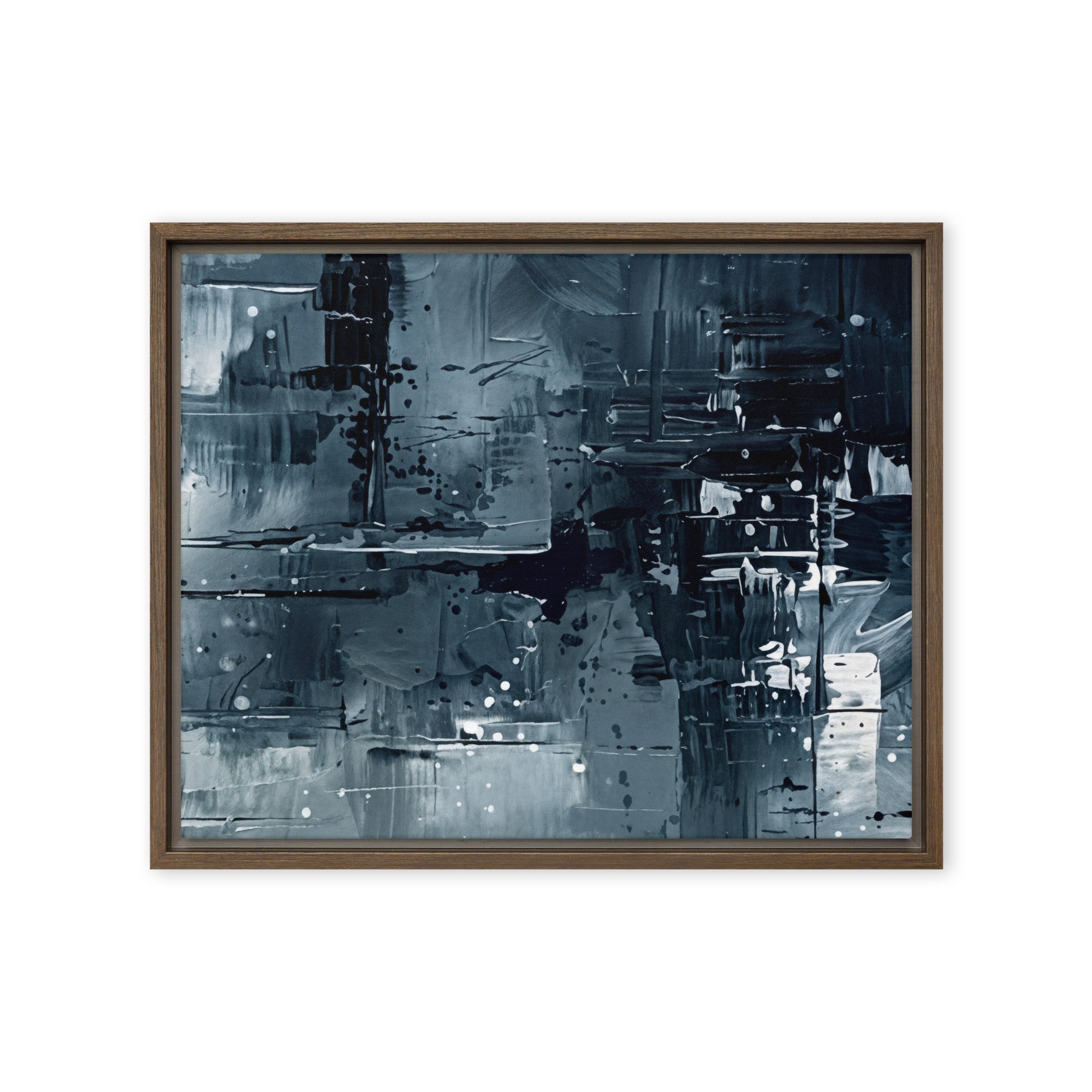 Amidst framed canvas print front-facing product image in brown frame, 20 x 28 inch large size