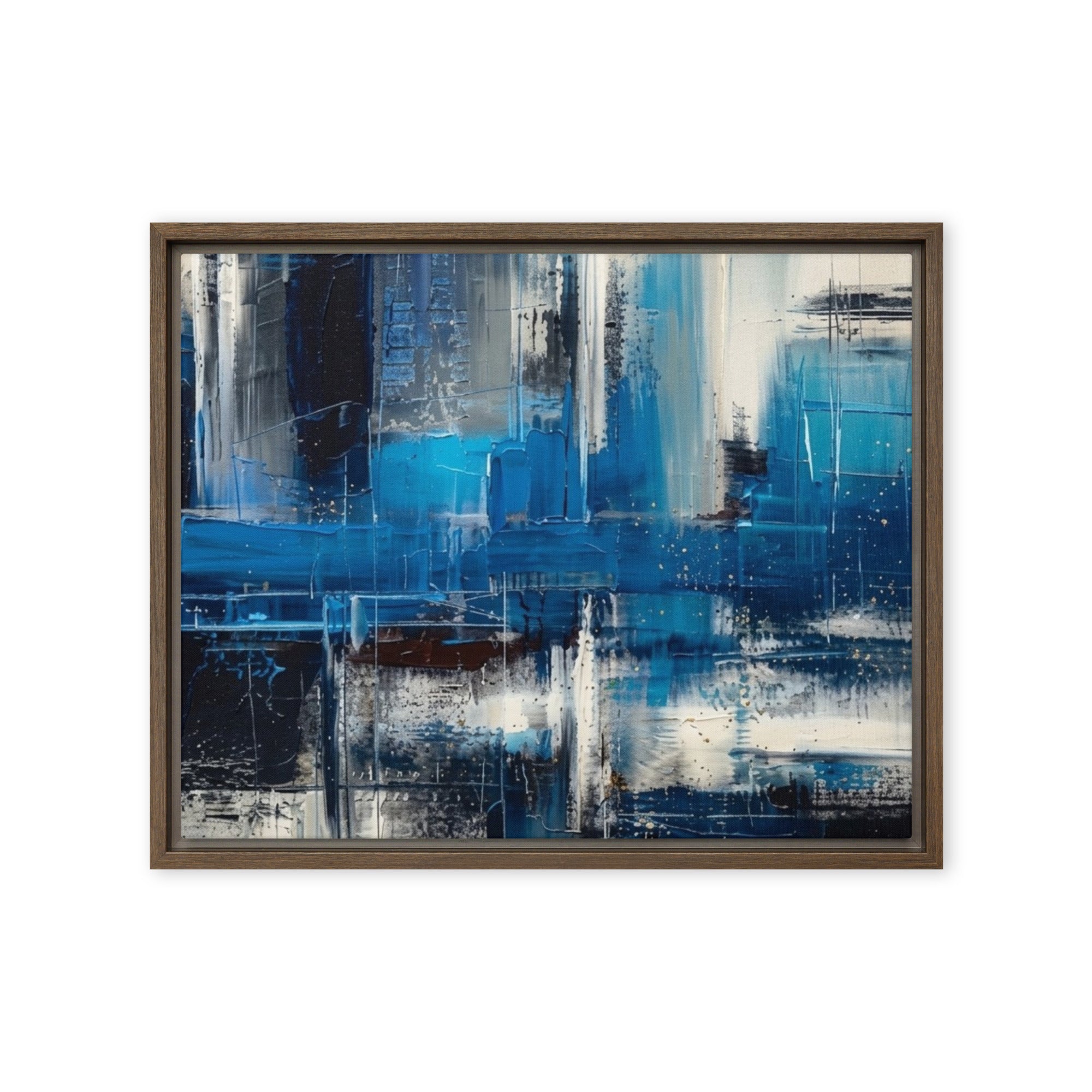 Isle framed canvas print shown in front view in brown frame, 12 x 18 inch universal size
