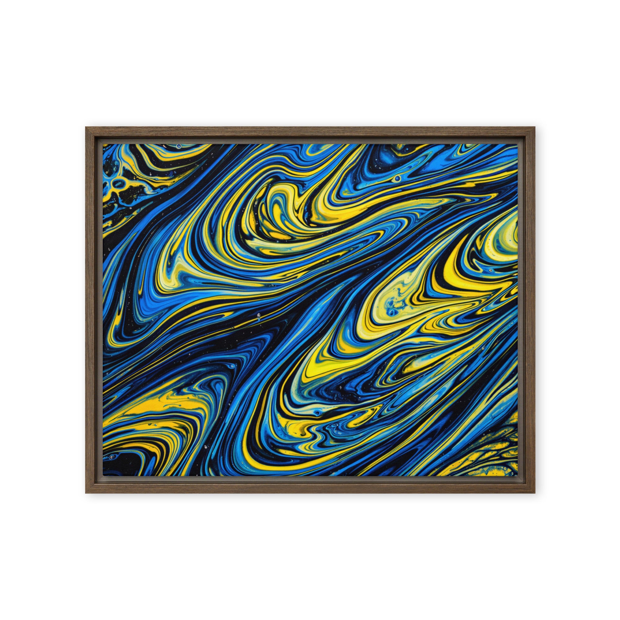 Coral framed canvas print front-facing product image in brown frame, 20 x 28 inch large size