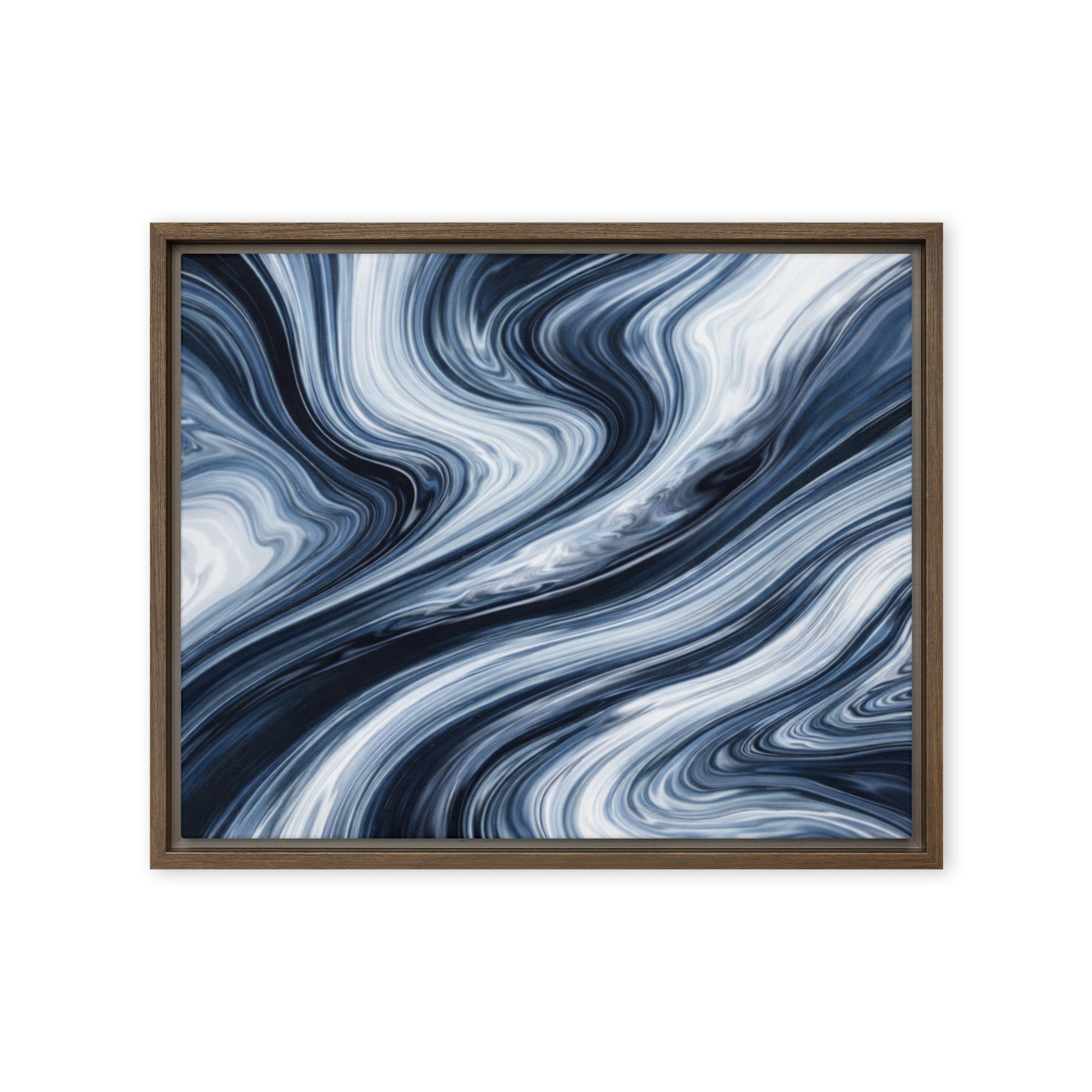 Vision framed canvas print product mockup in brown frame, 16 x 20 inch universal size