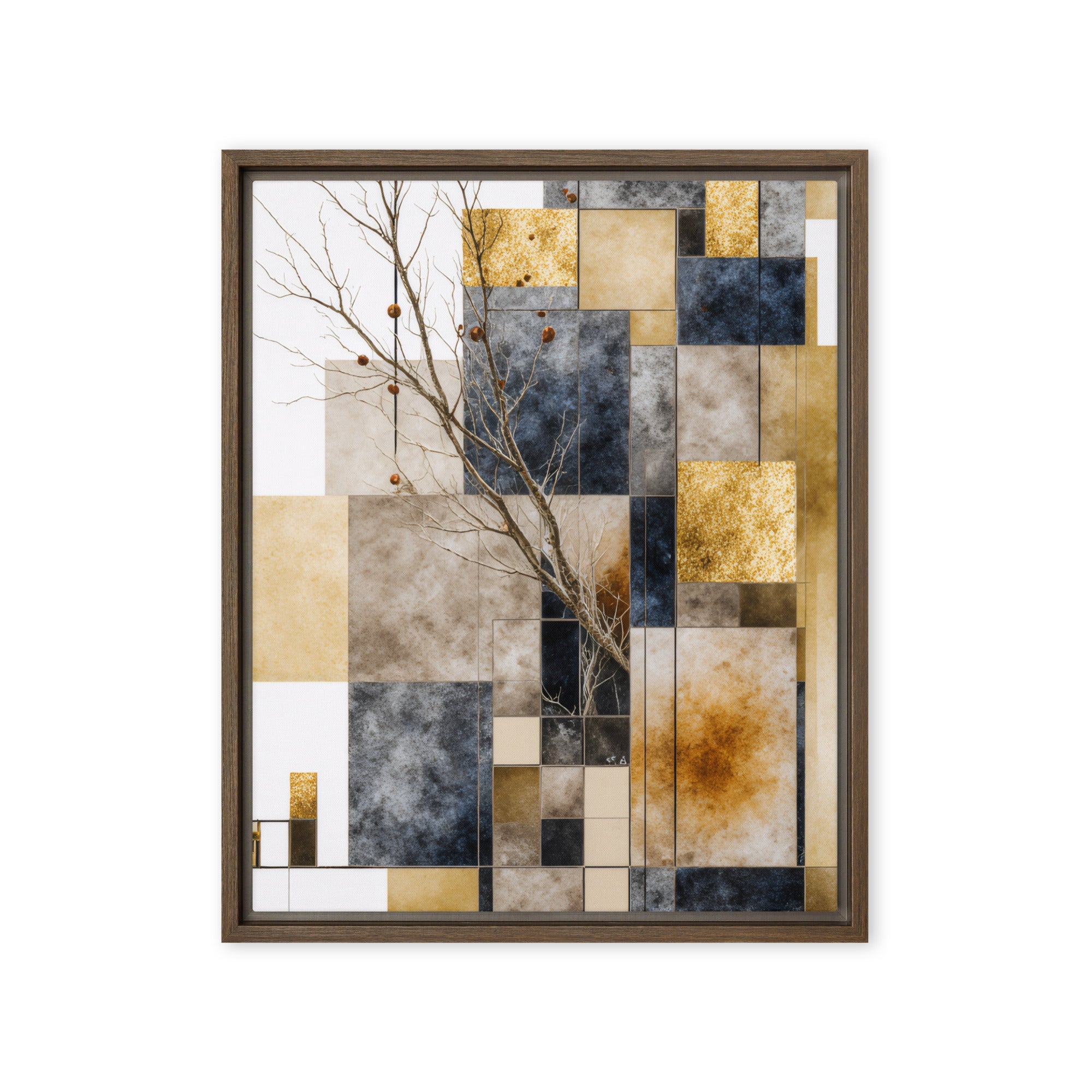 Scorie framed canvas print front-facing product image in brown frame, 16 x 20 inch universal size