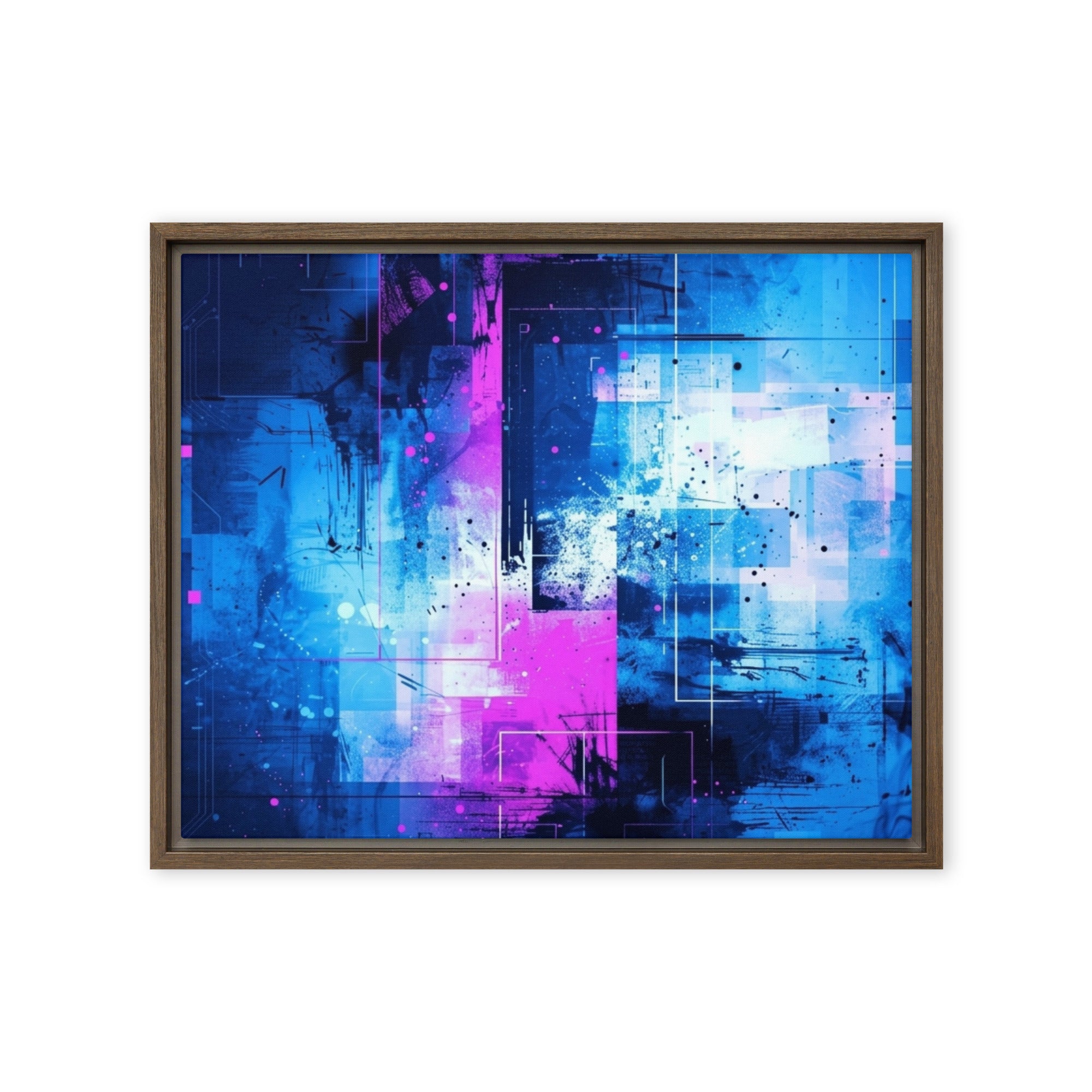 Neon framed canvas print front-facing product image in brown frame, 20 x 28 inch large size