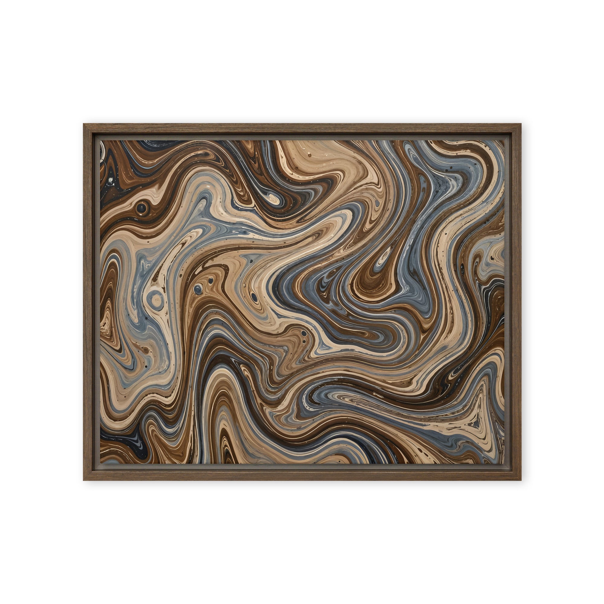 Café Mocha framed canvas print wall display image in brown frame, 20 x 30 inch large size