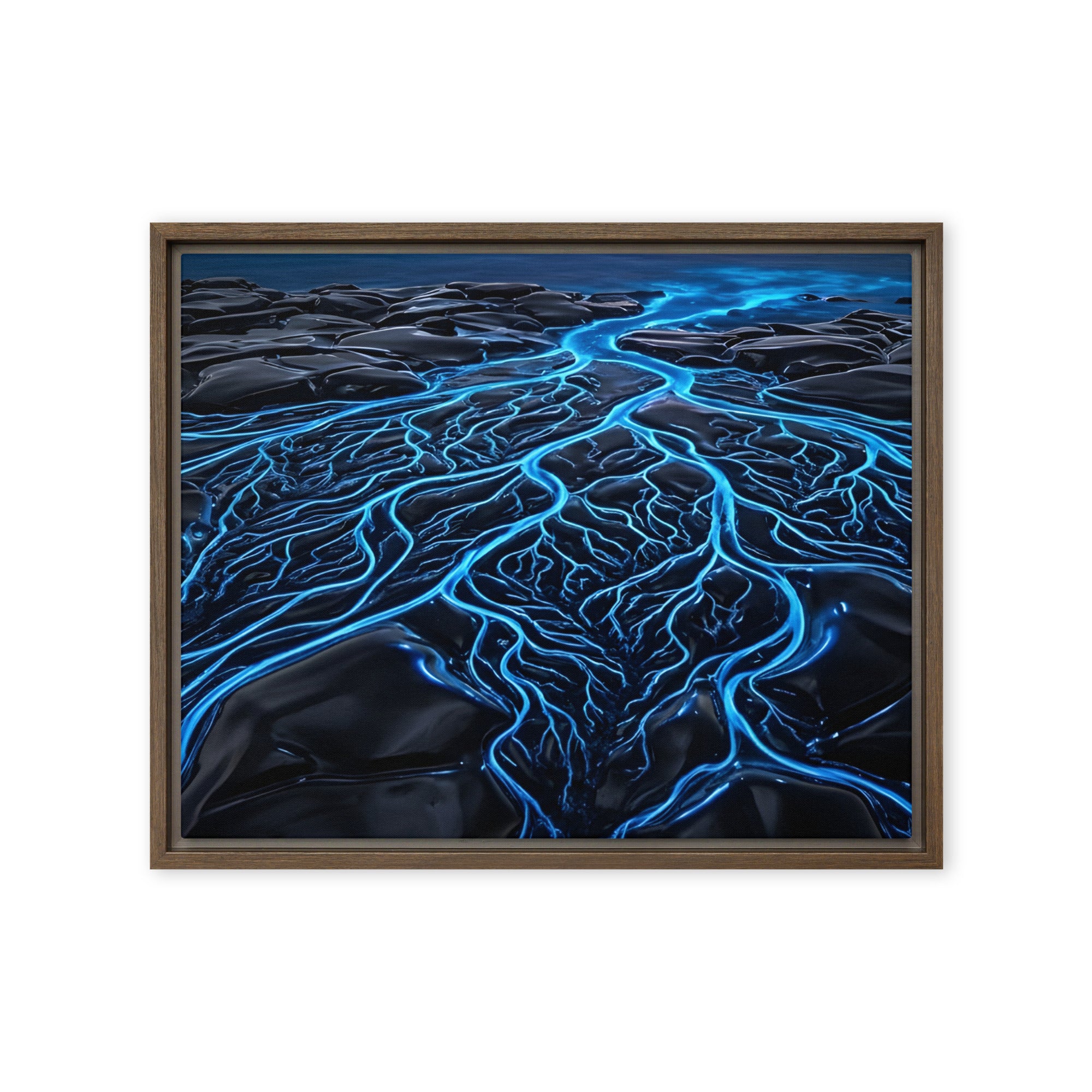 Caldera framed canvas print wall display image in brown frame, 20 x 30 inch large size