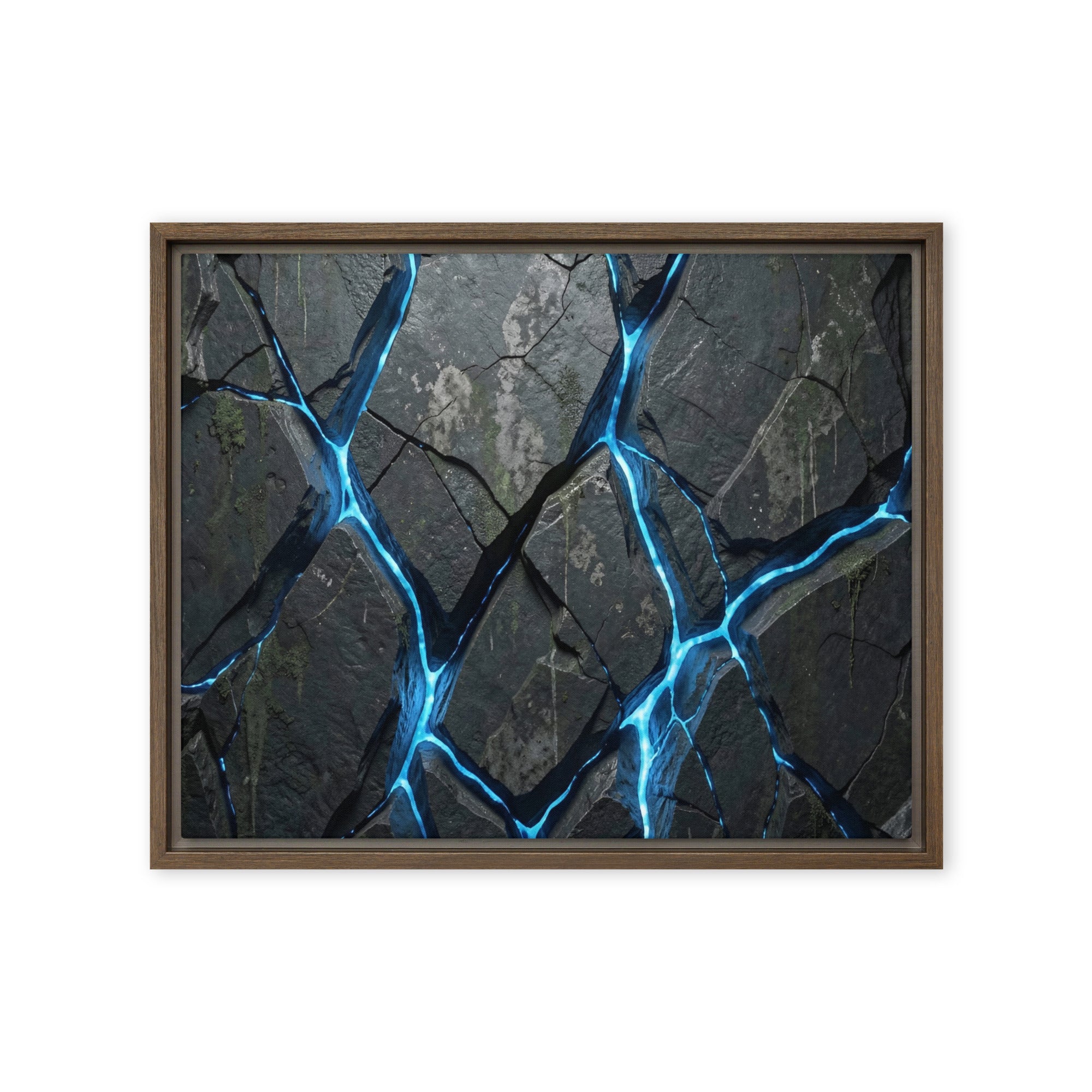 Igneous framed canvas print wall display image in brown frame, 20 x 30 inch large size