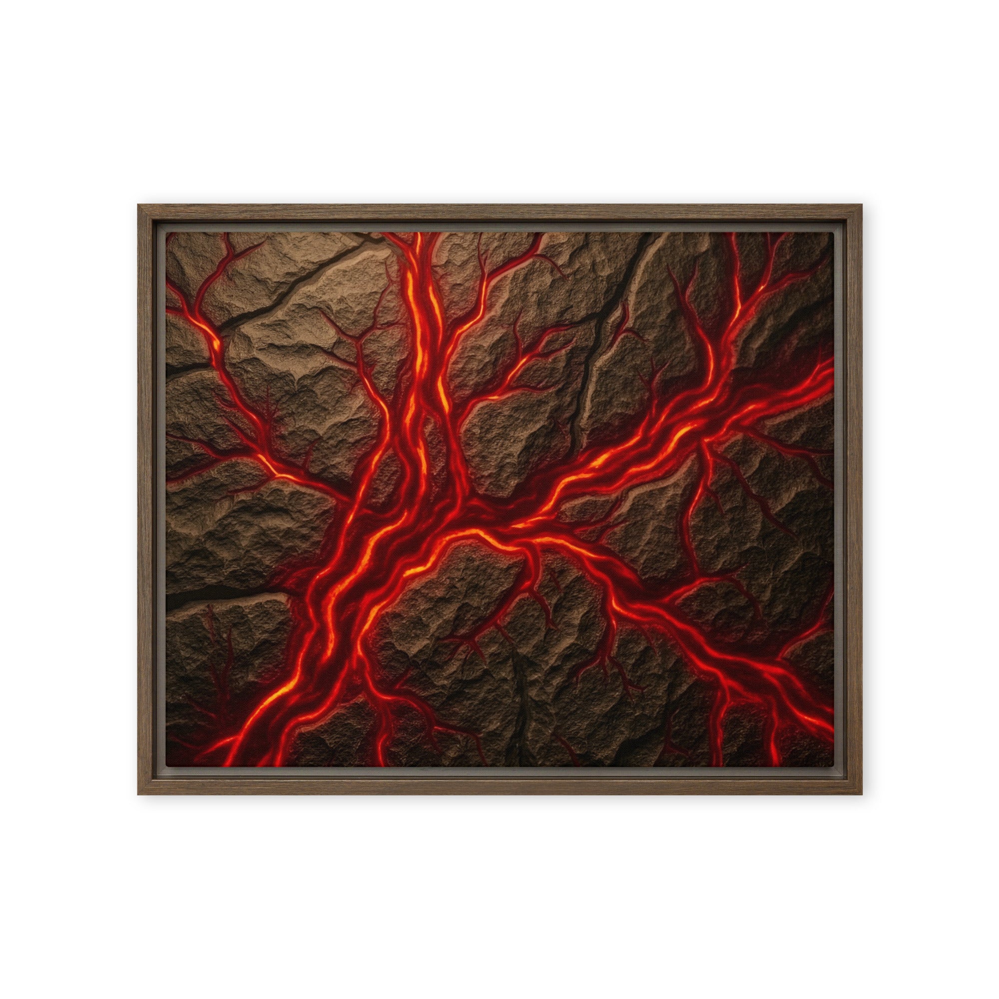 Magma framed canvas print wall display image in brown frame, 20 x 30 inch large size