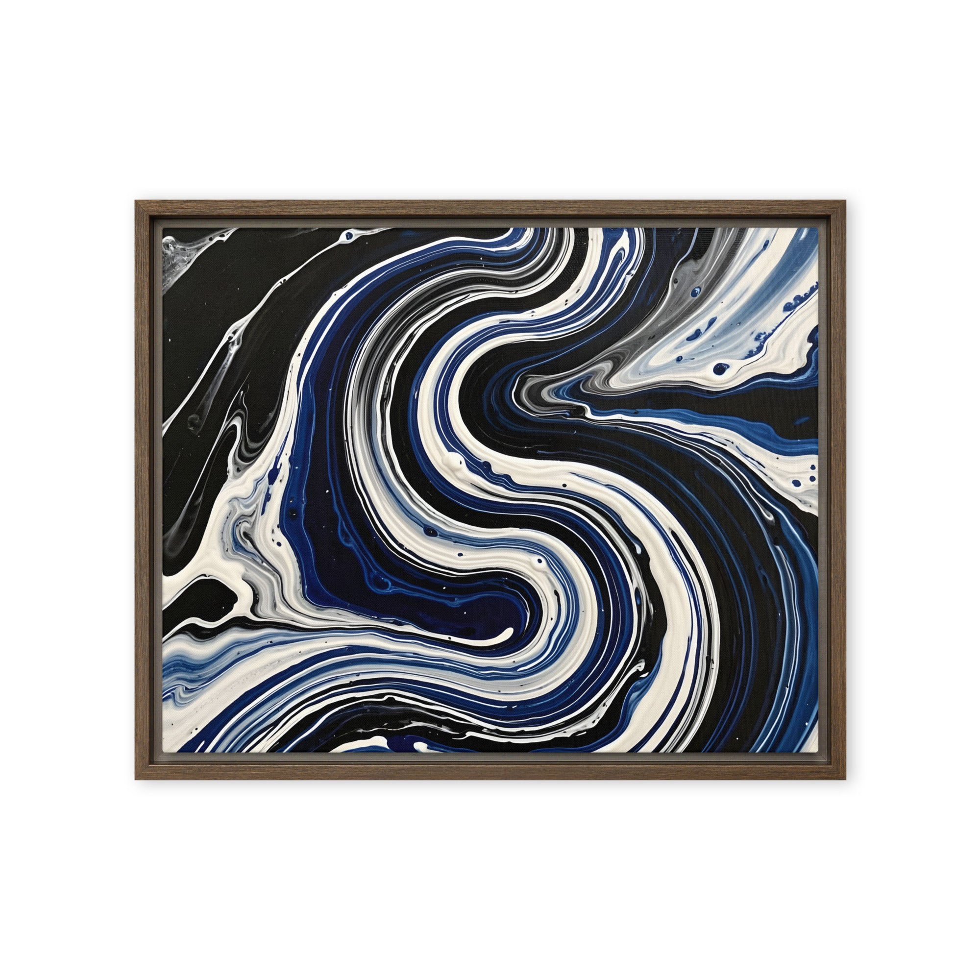Midnight Surge framed canvas print wall display image in brown frame, 20 x 30 inch large size
