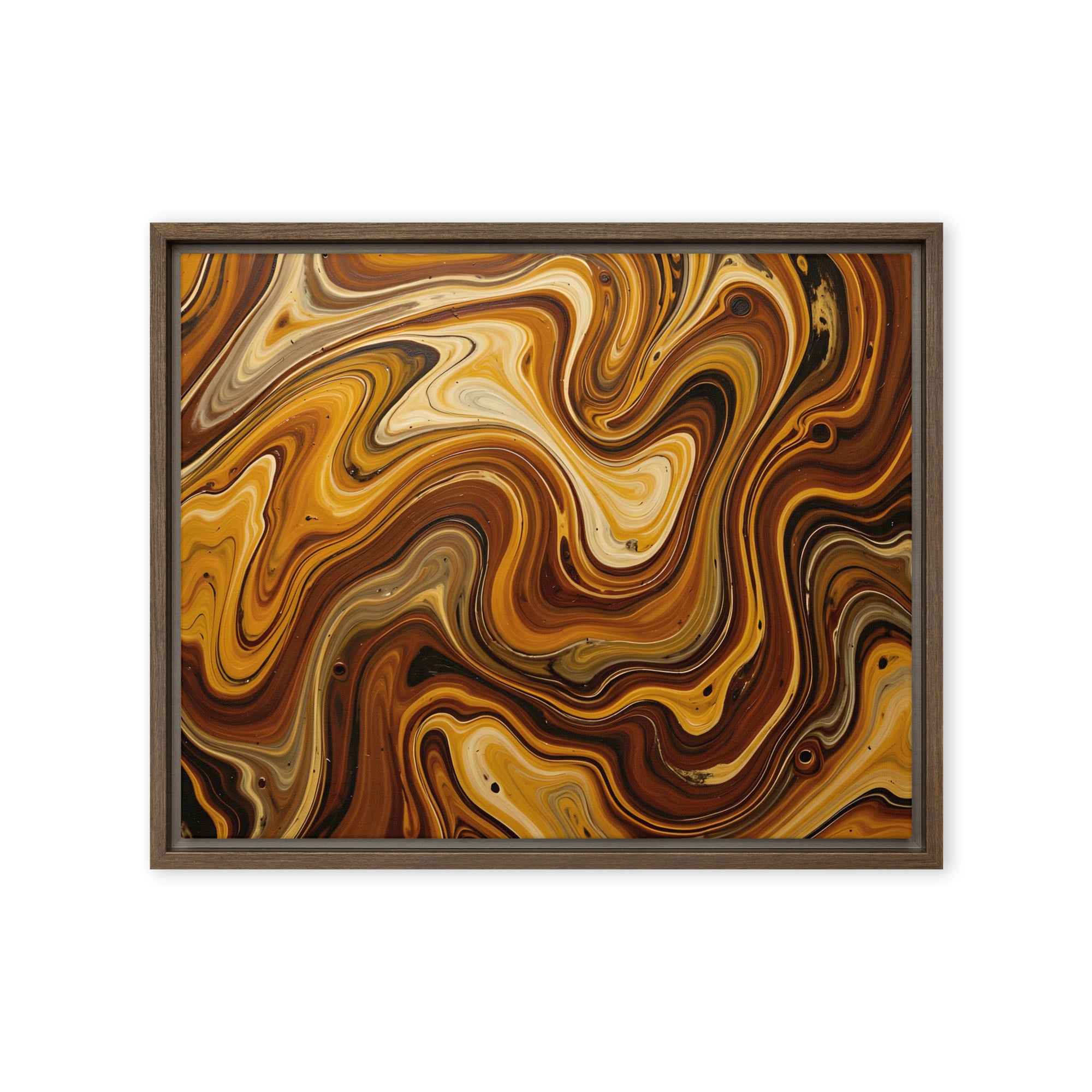 Molten Earth framed canvas print wall display image in brown frame, 20 x 30 inch large size