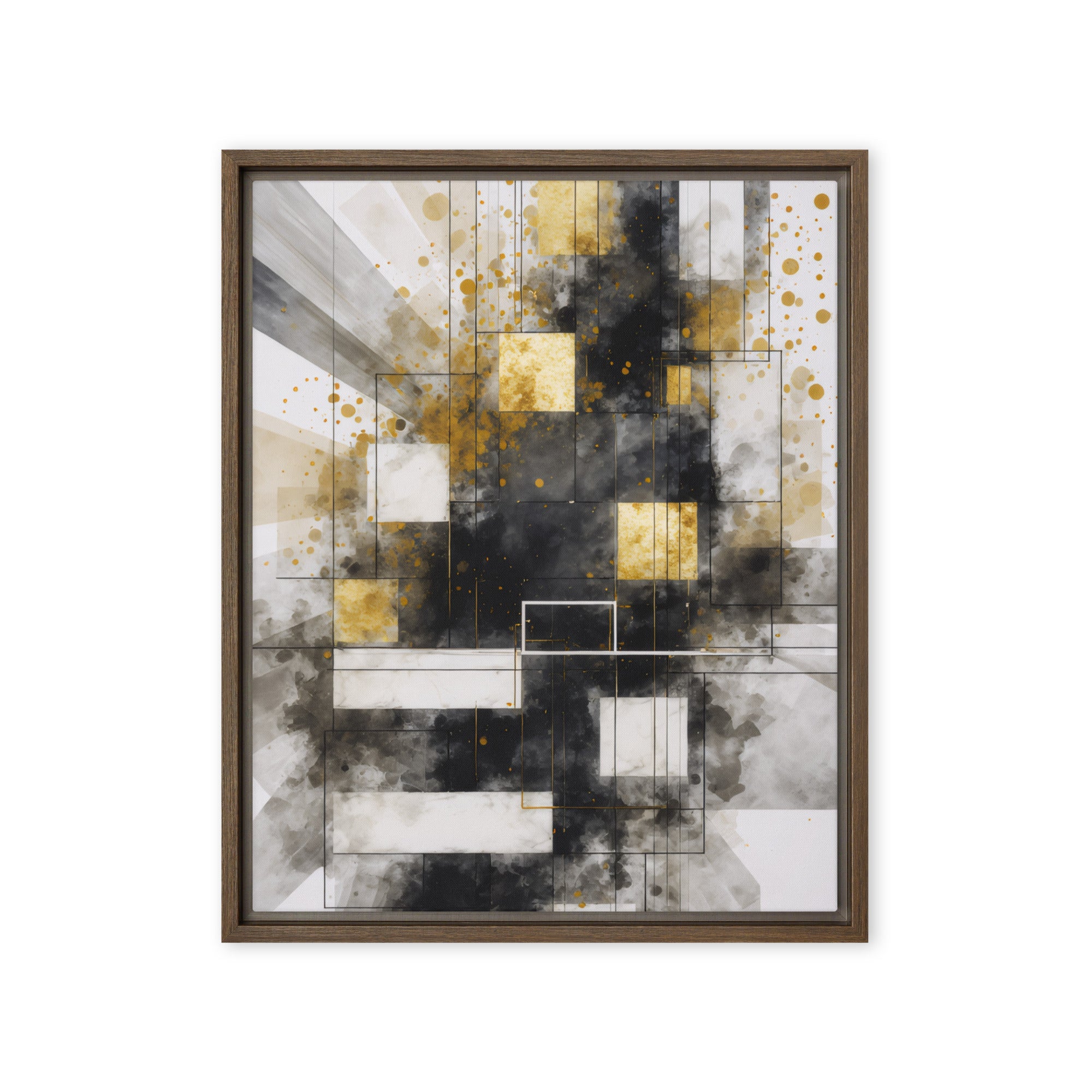 Oriana framed canvas print with product details shown in brown frame, 18 x 24 inch large size