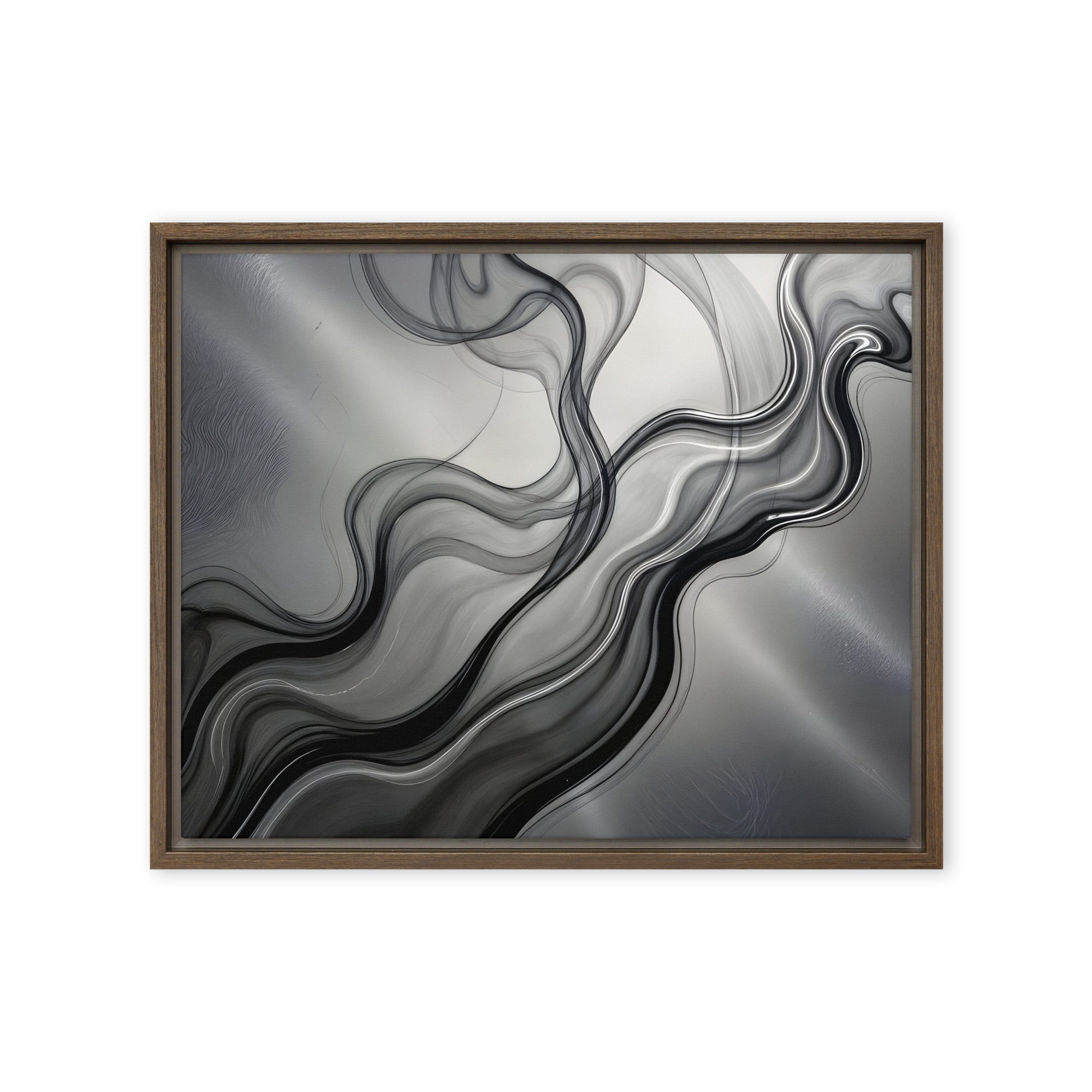 Smoke framed canvas print wall display image in brown frame, 20 x 30 inch large size