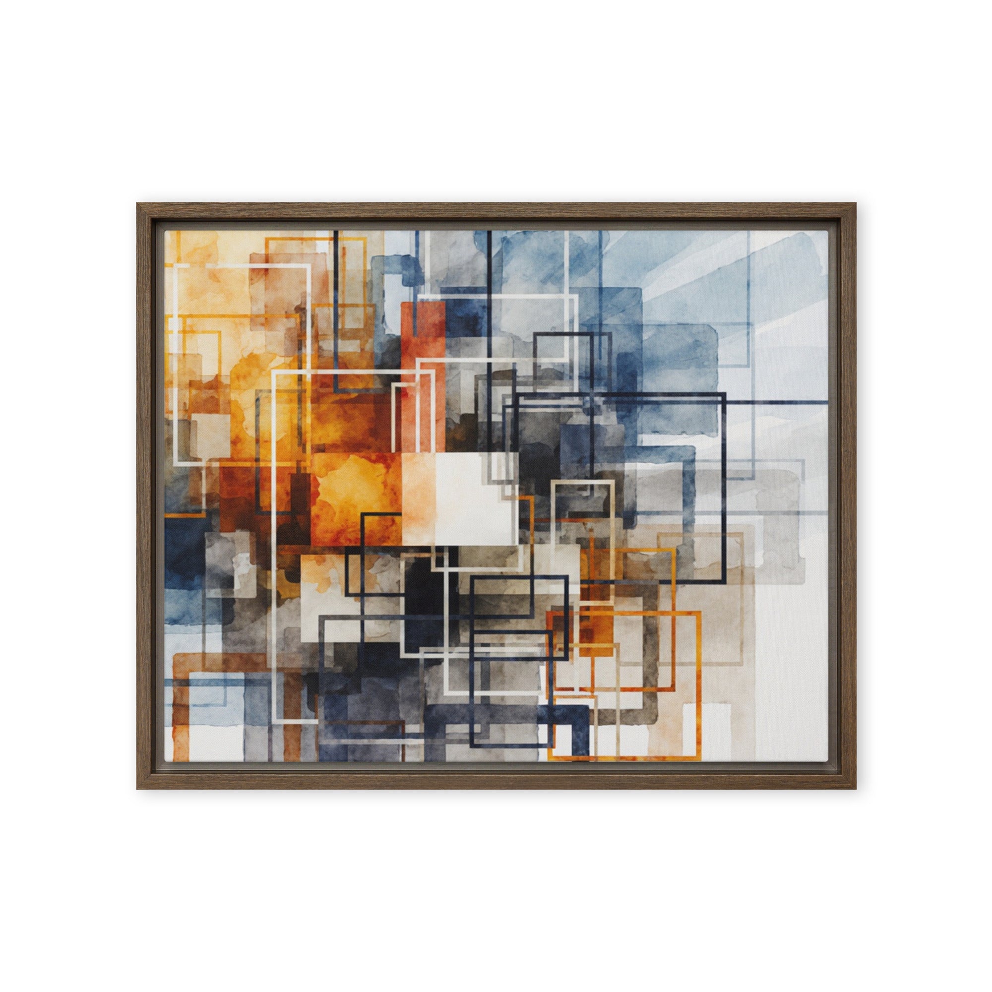 Tessera framed canvas print front-facing product image in brown frame, 20 x 28 inch large size