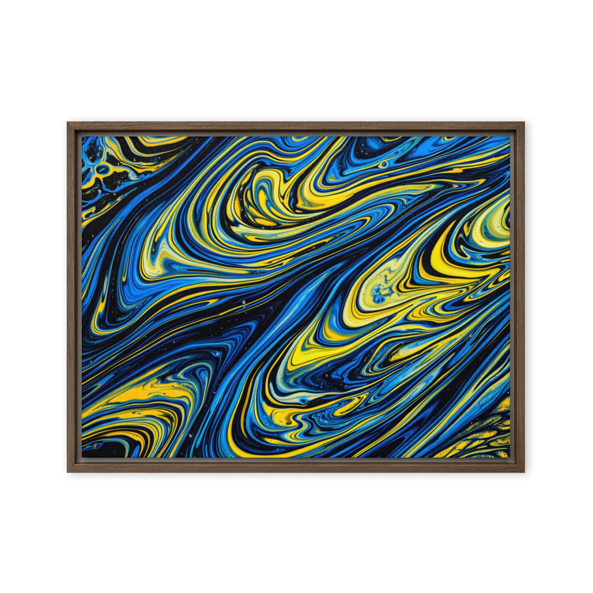 Coral framed canvas print product view in brown frame, 24 x 36 inch statement piece