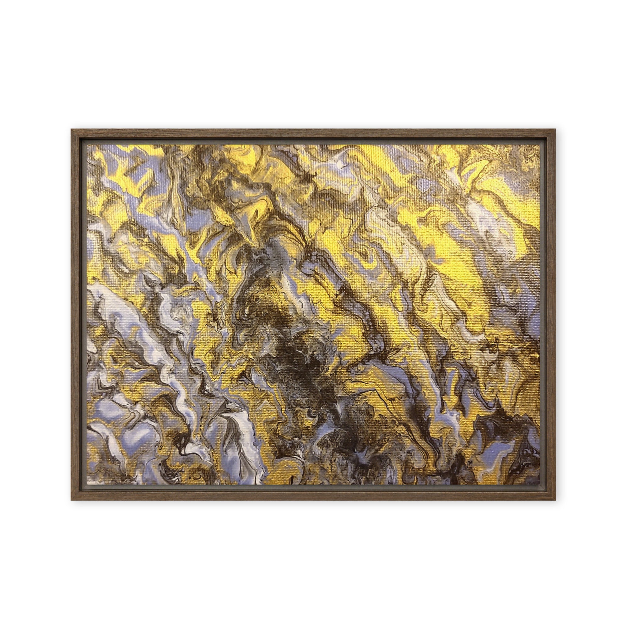 Gold Wave framed canvas print front-facing product image in white frame, 8 x 10 inch universal size