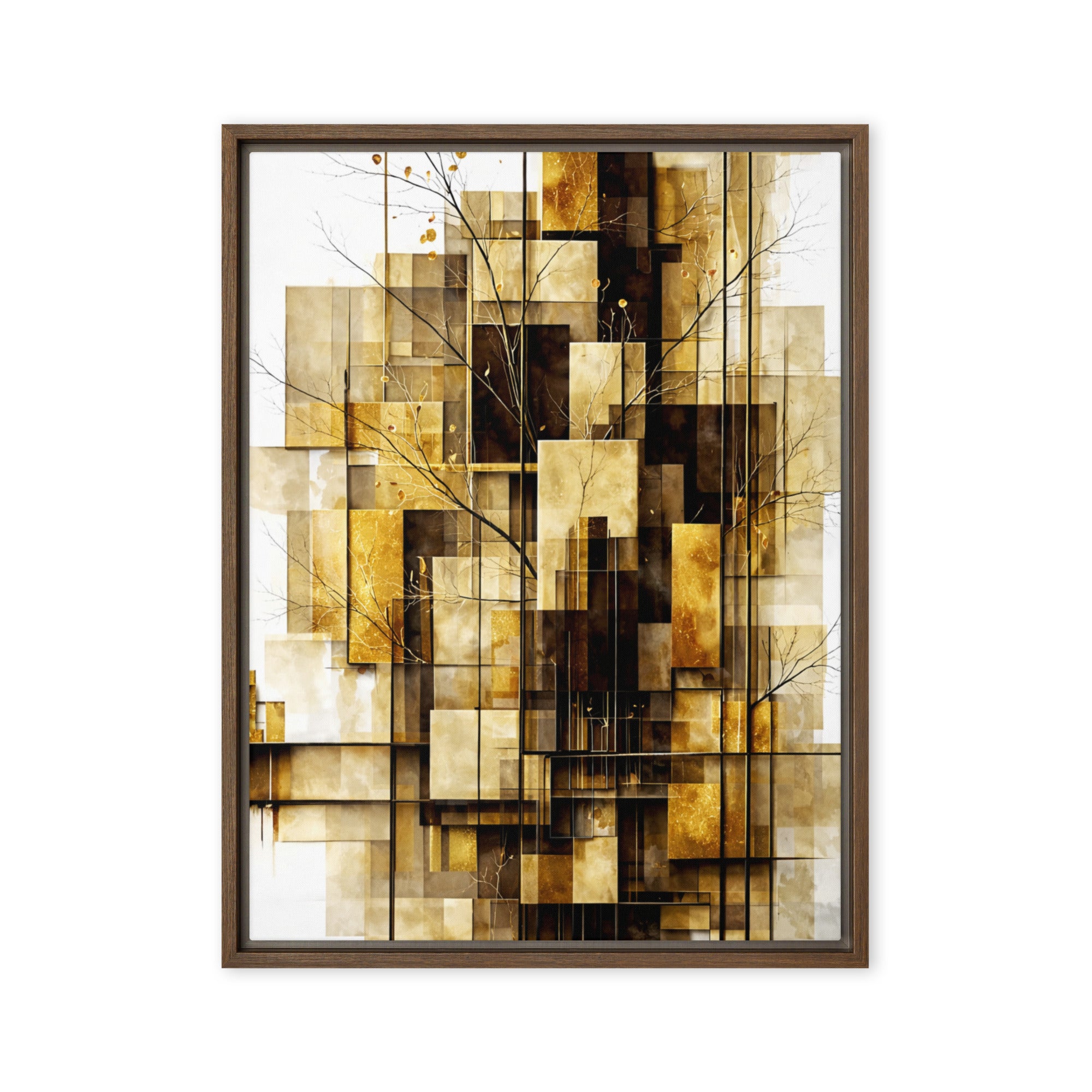 Altin framed canvas print product mockup in brown frame, 20 x 28 inch large size