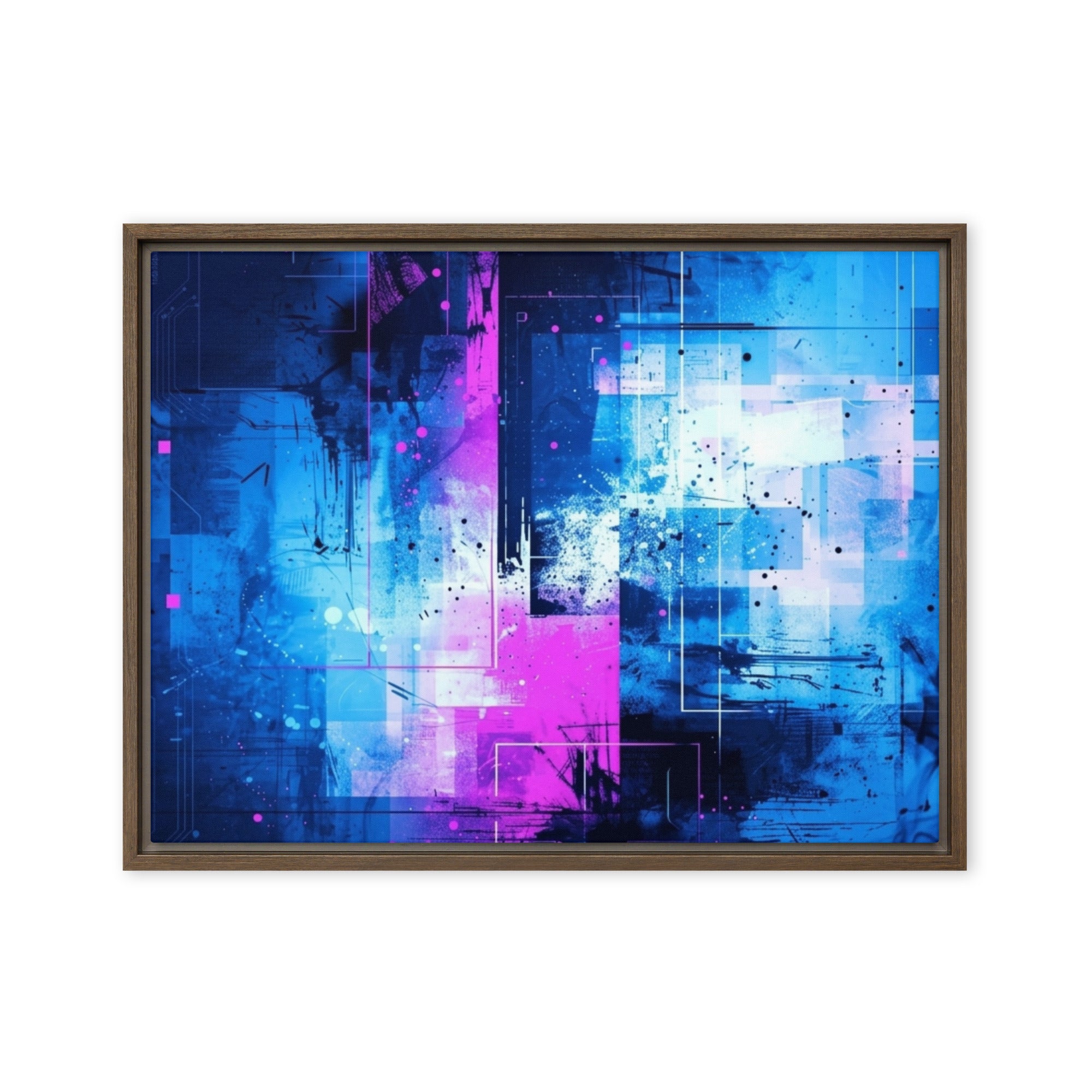 Neon framed canvas print product view in brown frame, 24 x 36 inch statement piece