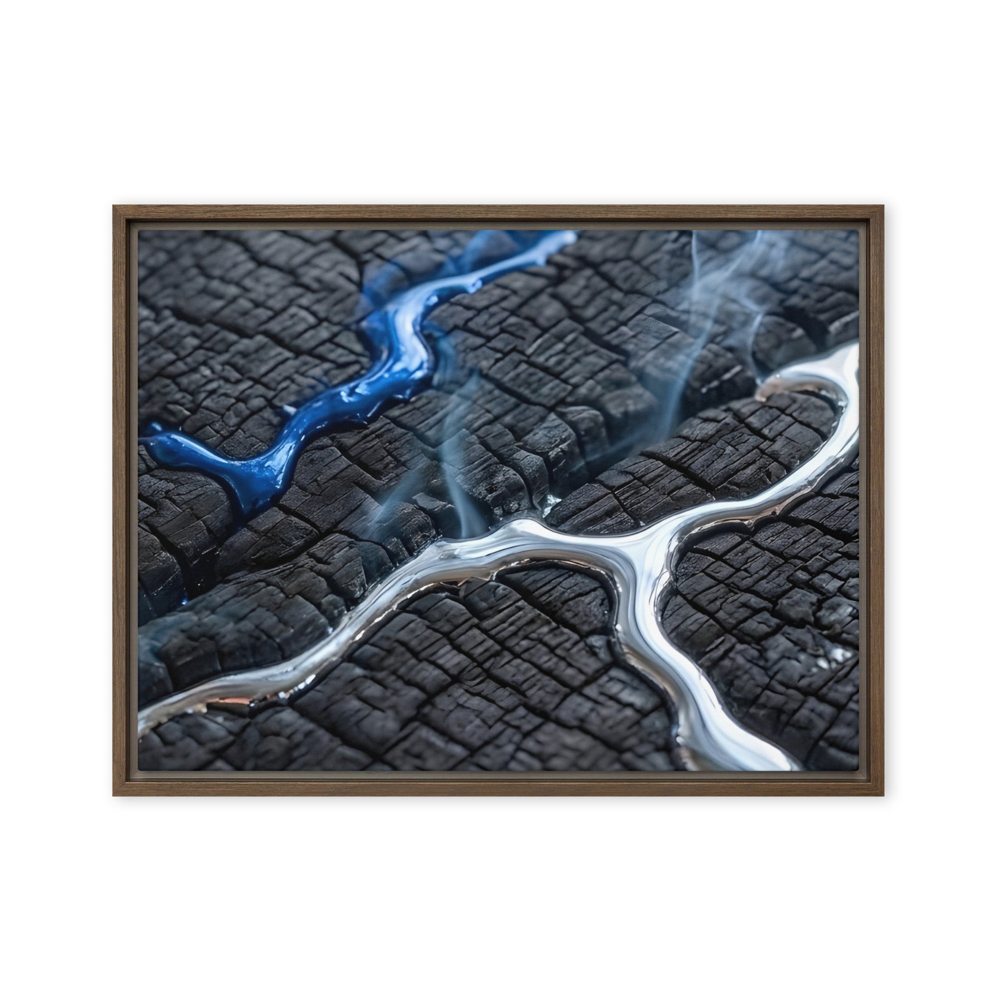 Rhyolite framed canvas print product view in brown frame, 24 x 36 inch statement piece