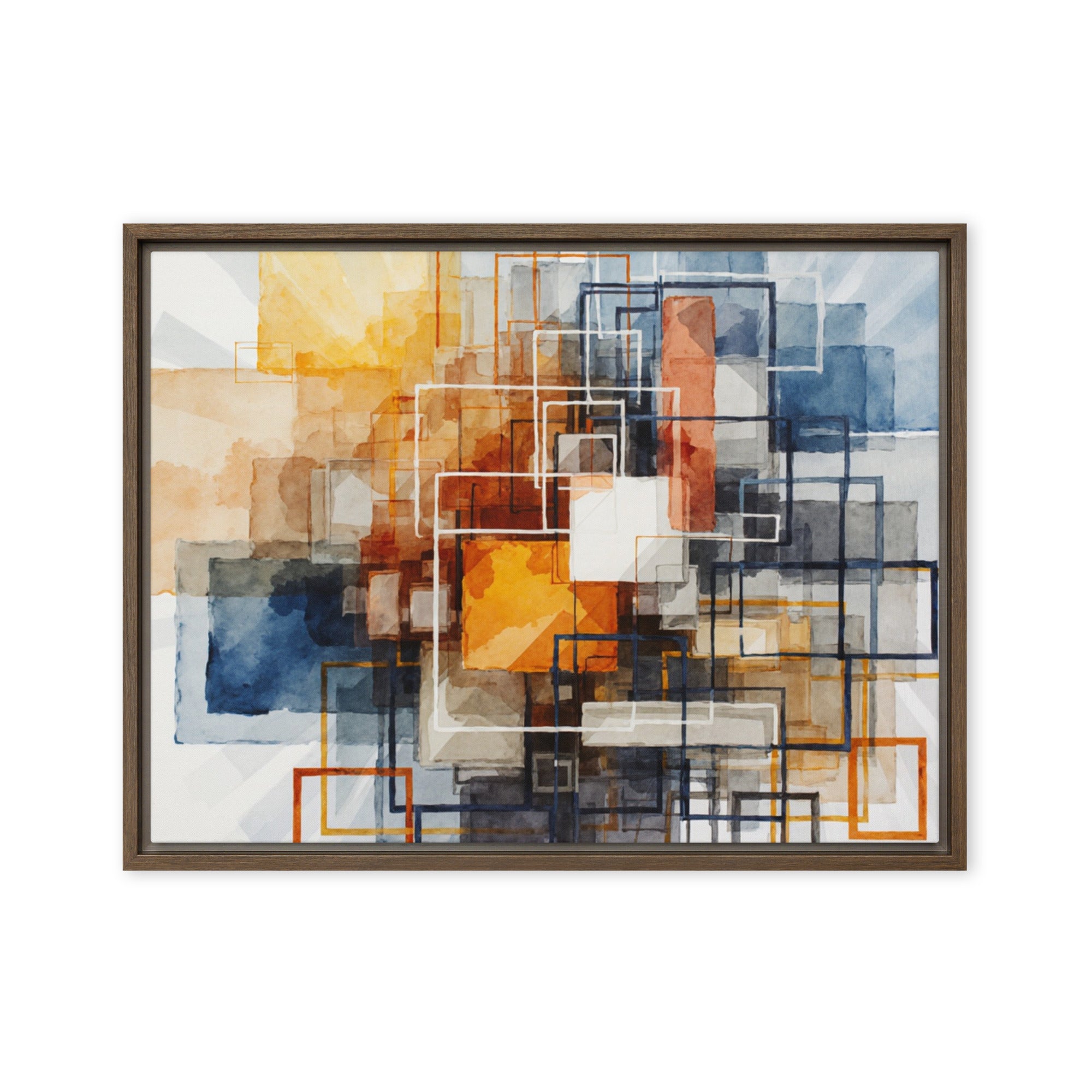 Plinth framed canvas print product view in brown frame, 24 x 36 inch statement piece