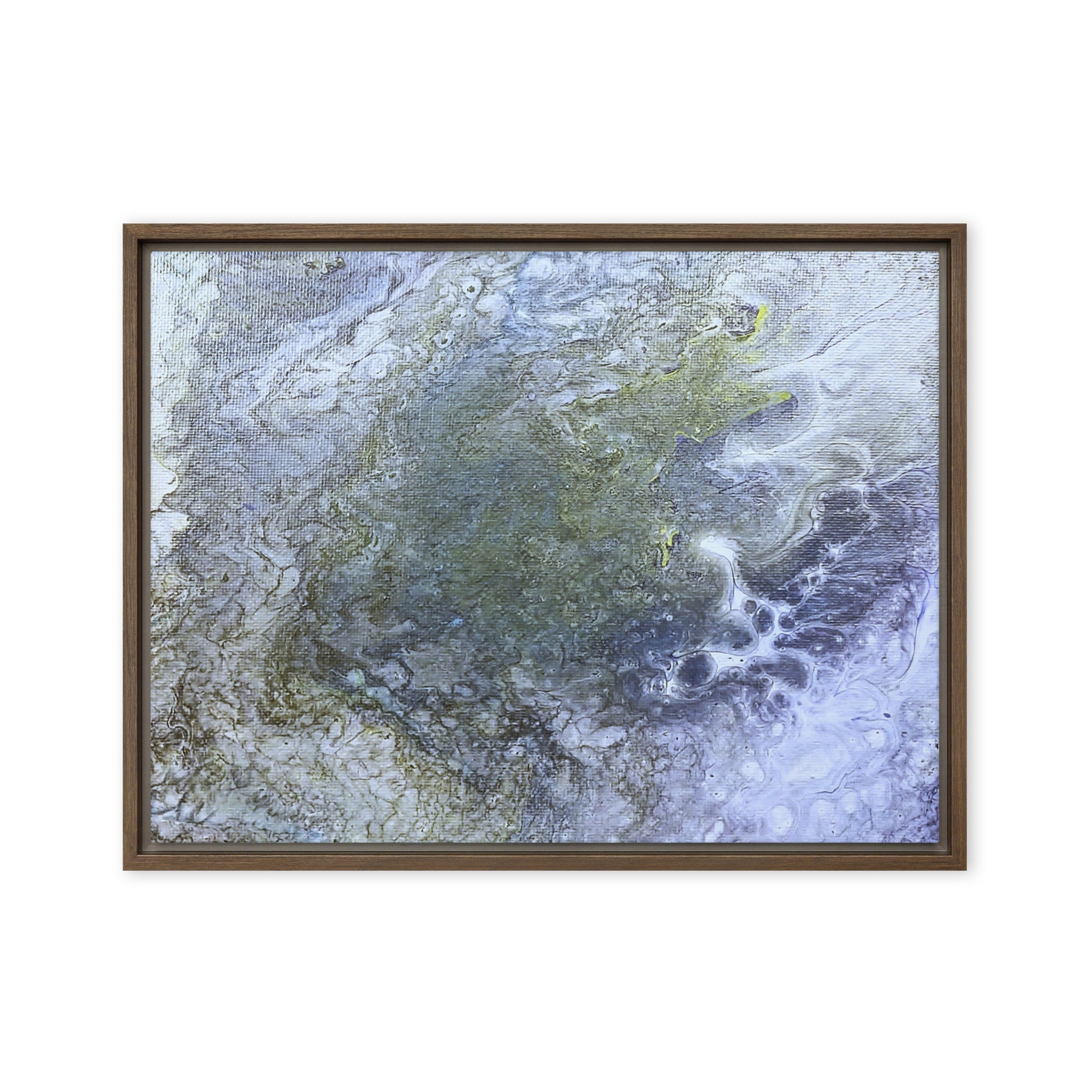 Shallows framed canvas studio series product view in brown frame, 24 x 36 inch statement piece
